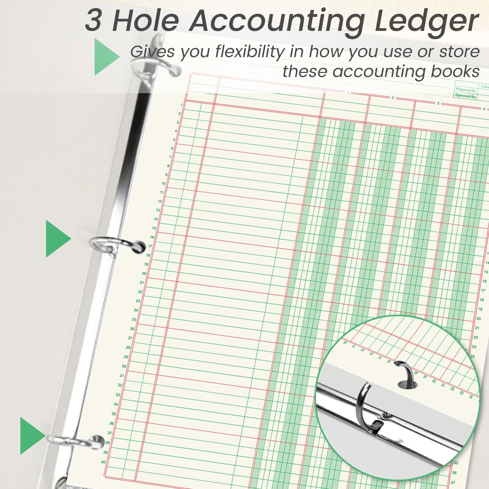 gisgfim 2 blocs de 100 hojas, bloc de análisis columnar de 3 agujeros, libro de contabilidad de 8-1/2 x 11 pulgadas, bloc de papel de contabilidad de doble página, bloc columnar para contabilidad y