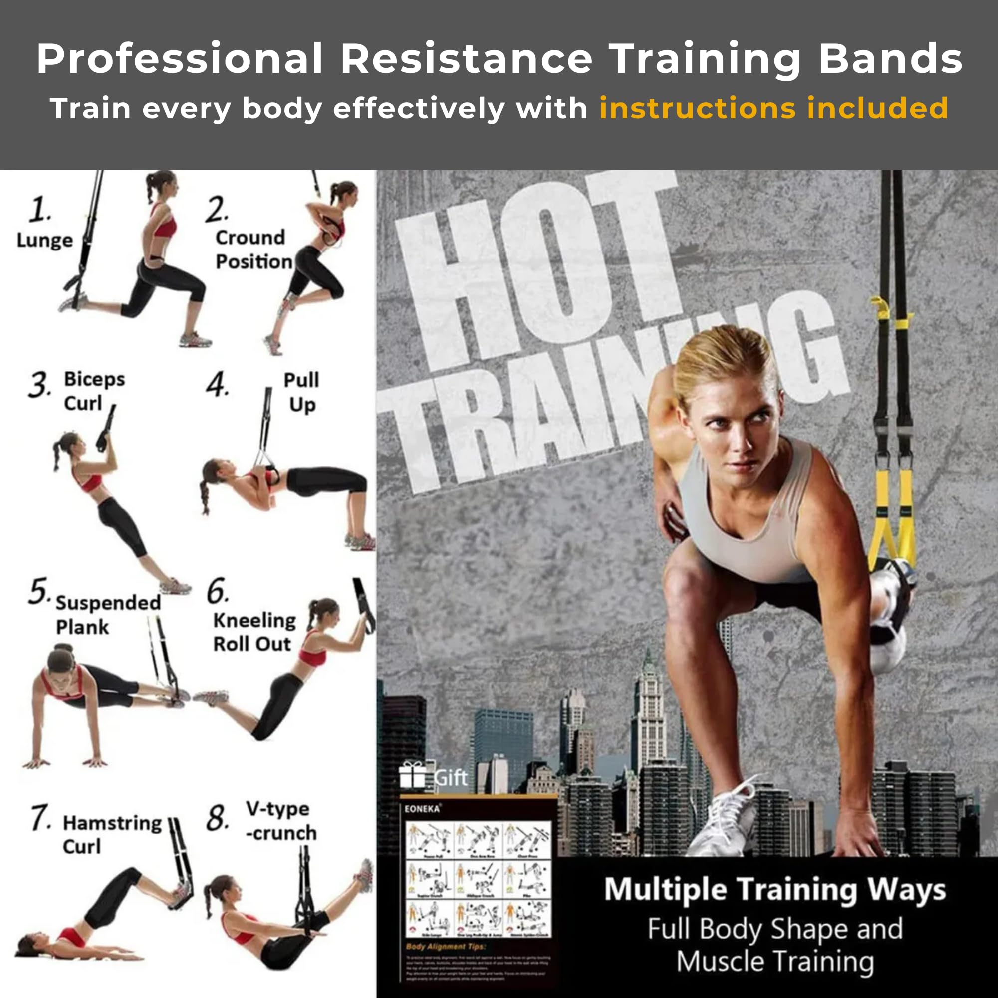 Schlingentrainer Set für Zuhause & Outdoor | Komplettes Suspension Training System mit Türanker, Verstellbare Gurte, Tragetasche | Ganzkörpertraining, Calisthenics Equipment, Fitness, Heimtraining