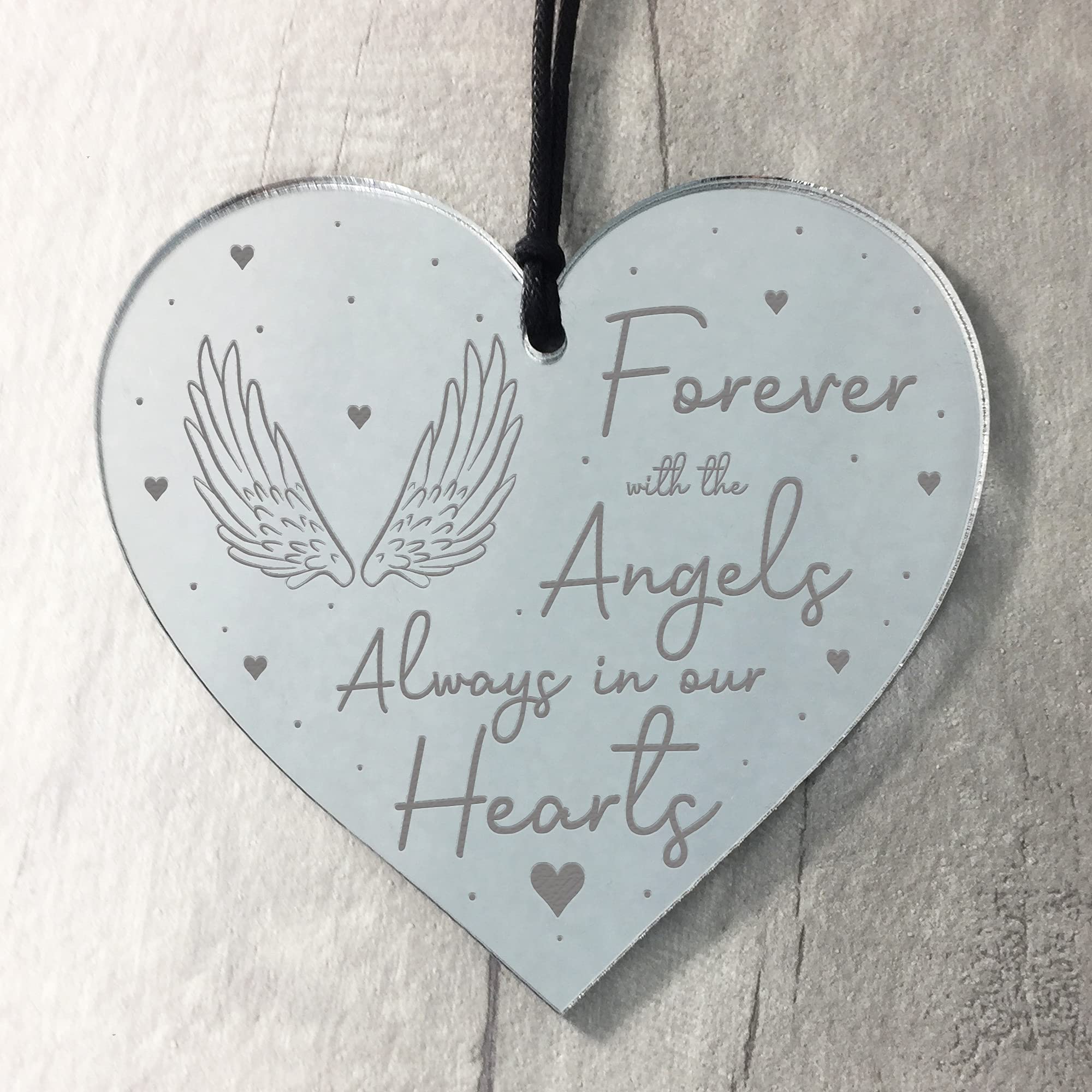 RED OCEAN Memorial Gift For Dad Mum Nan Grandad Engraved Heart Angel Memory Plaque