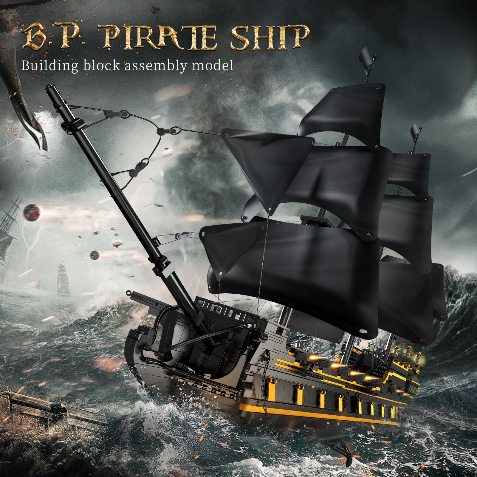 Mould King 13186 Black Pearl - Set di costruzioni con nave pirata, 5266 pezzi - Grande nave pirata per adulti, kit di modellismo MOC con veliero - Regalo