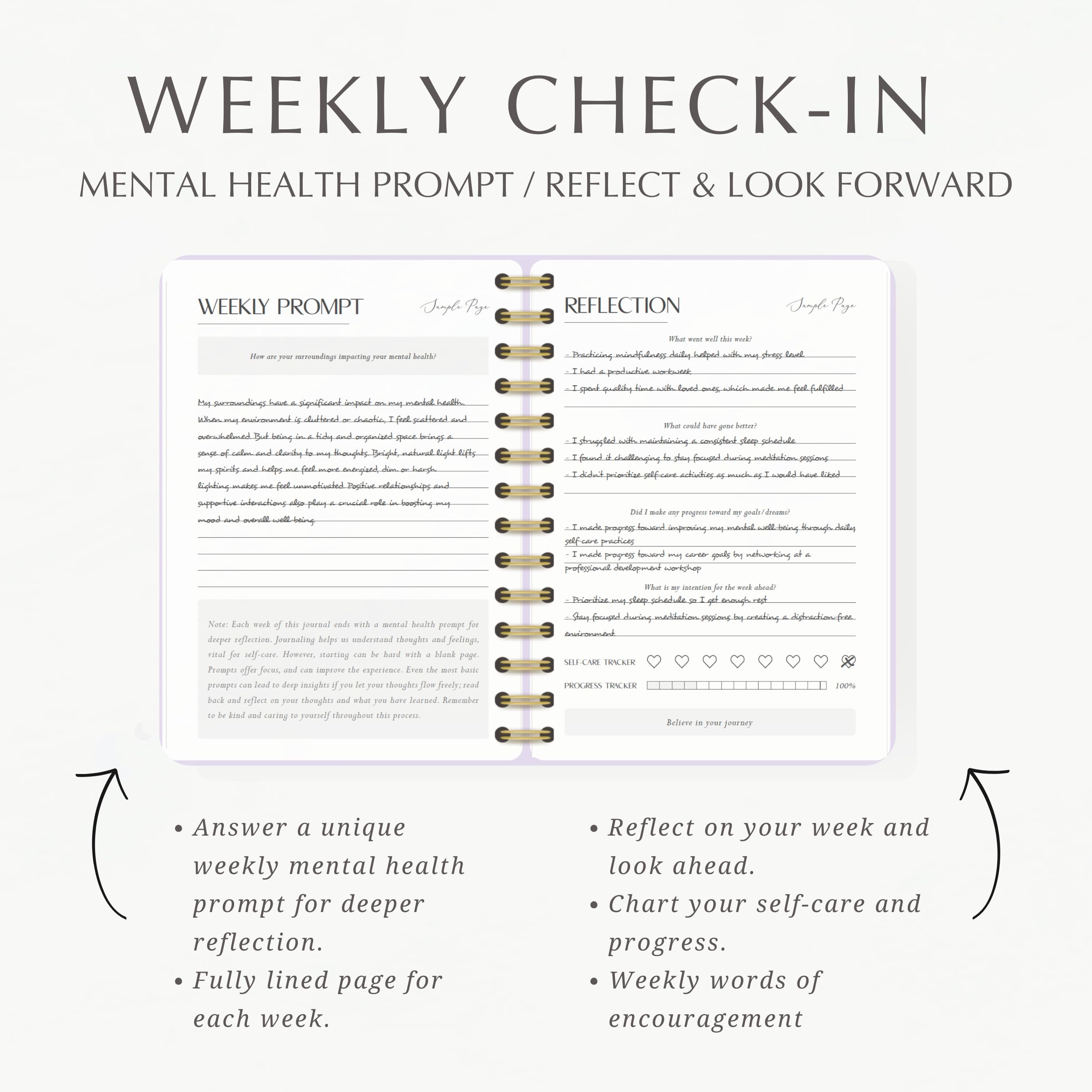 LIFTINSPIRE CO. Finding Balance A 100-Tage-Tagebuch für psychische Gesundheit, tägliches Tagebuch mit Aufforderungen zur Achtsamkeit, Selbstpflege und Heilung – Linderung von Angst und Depressionen