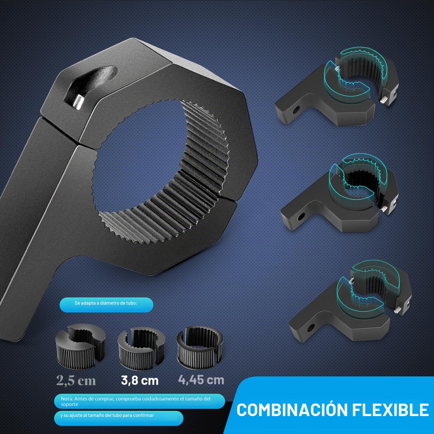 Nilight Kit de 4 soportes para barra de luz led, montaje horizontal, compatible con barras de protección de 2.5, 3.8, 4.4 y 5.1 cm, jaulas antivuelco, abrazaderas para ATV, UTV y camiones