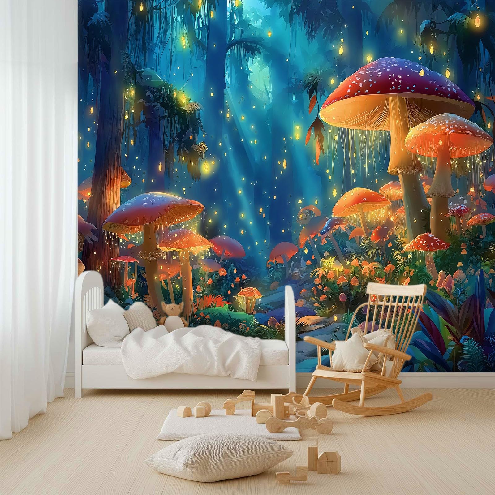 Kreskówka las tapeta, wzór kwiaty grzyby Mural 200 x 140 Cmnon tkanina wielokolorowa tapeta do sypialni do telewizora dekoracja tła fototapeta modna ściana