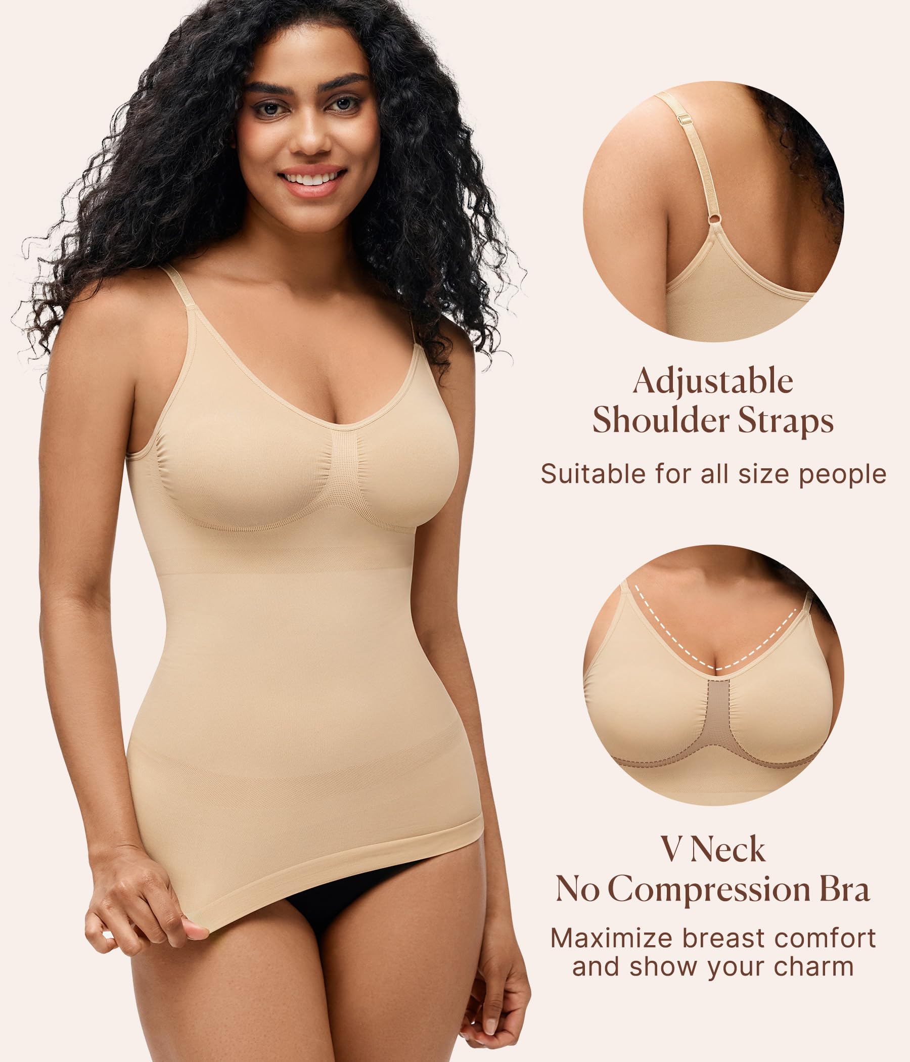 Gotoly Camiseta sin mangas moldeadora para mujer, con control de abdomen, compresiones, camiseta moldeadora con tirantes delgados