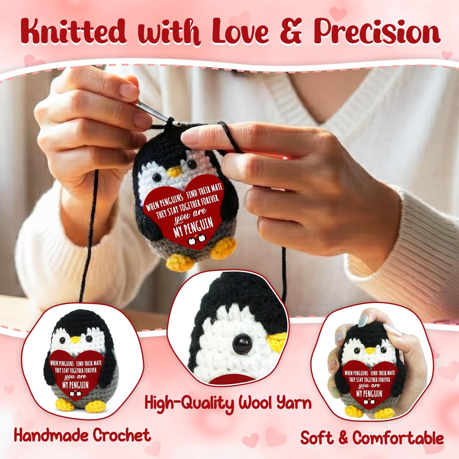 OASSIE Anniversary Wedding Gifts for Women Men - Positive Penguin Crochet