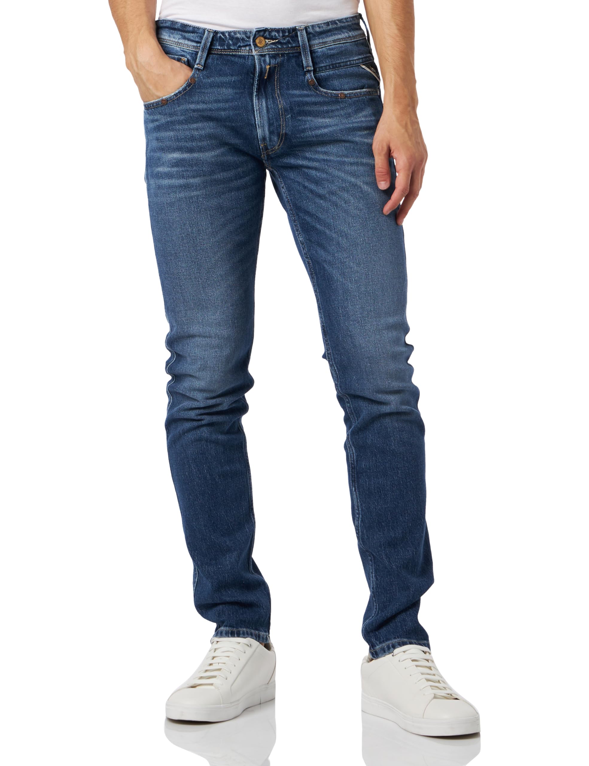 Replay Herren Jeans Anbass Slim-Fit Original, Dark Blue 007 (Blau), 27W / 30L