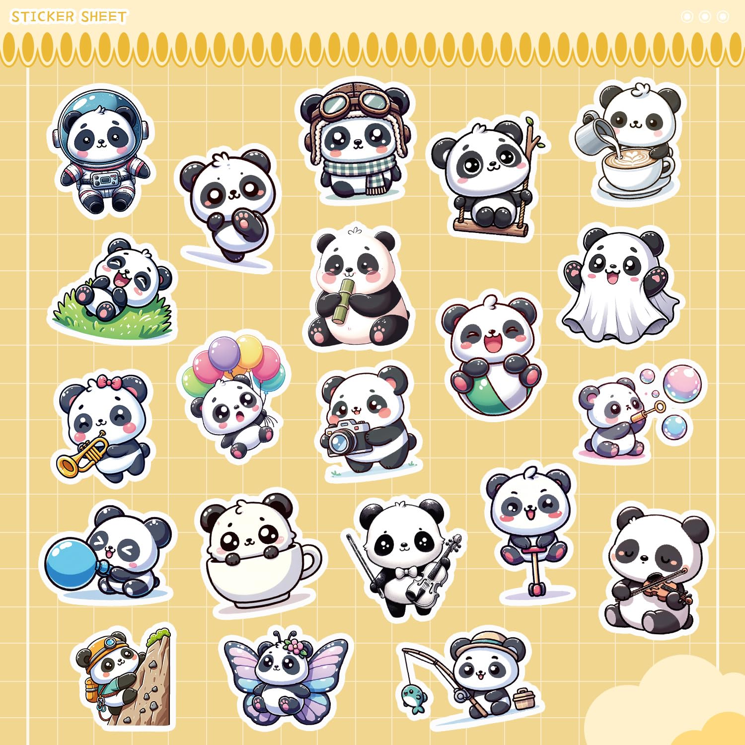 50Pcs Panda Stickers for Car,Helmet,Water Bottle,Skateboard,Bike,Luggage,Scrapbook,Computer,Bike - Image 2
