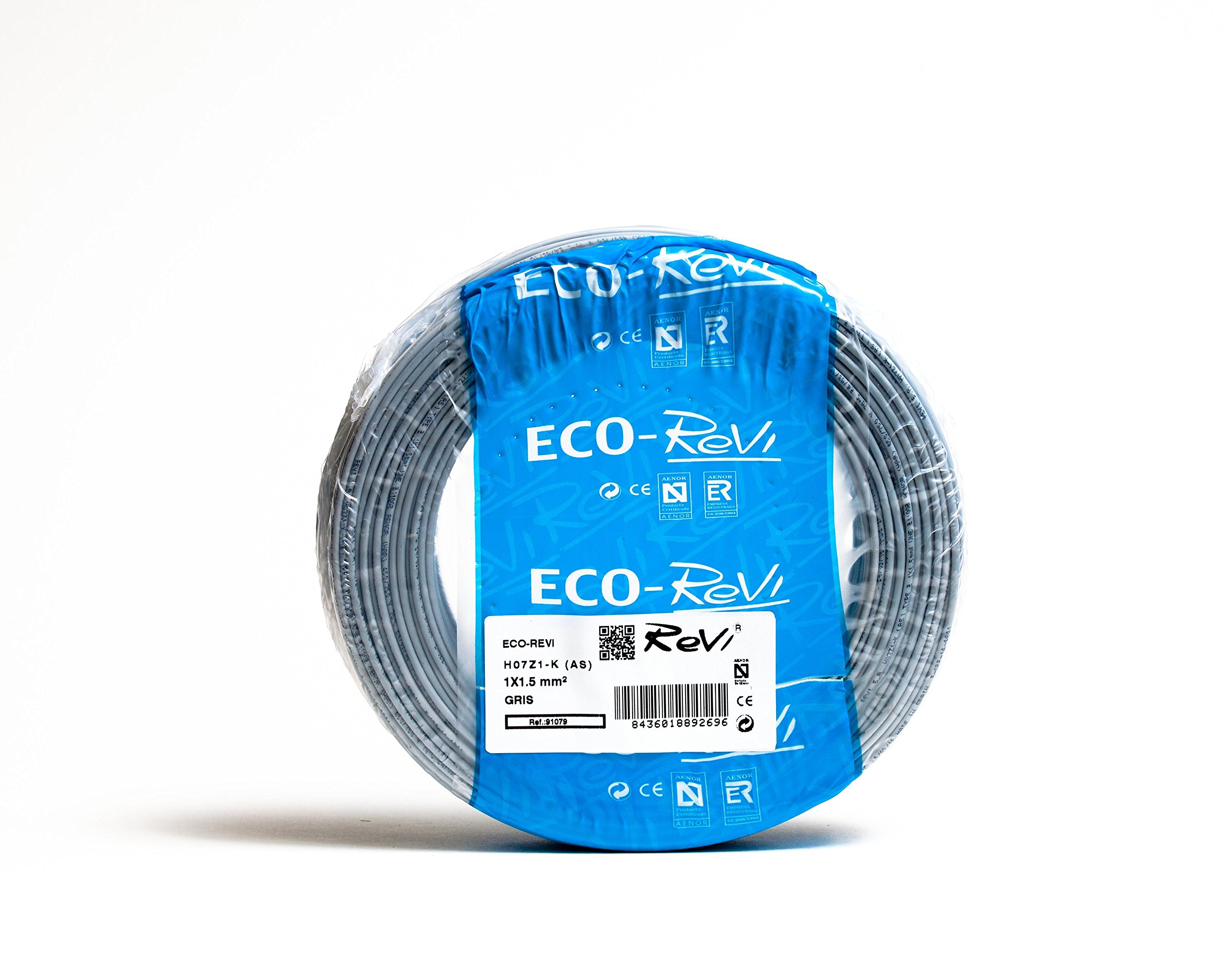 Cable FLEXIBLE LSZH (LIbre de Halógenos) H07Z1-K(AS) 1 x 1,5 mm² 50 m (Gris)