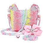 Mibasies Purse for Little Girls Dress Up Jewelry Pretend Play Kids Accessories Gifts Presents (Pink Rainbow1)