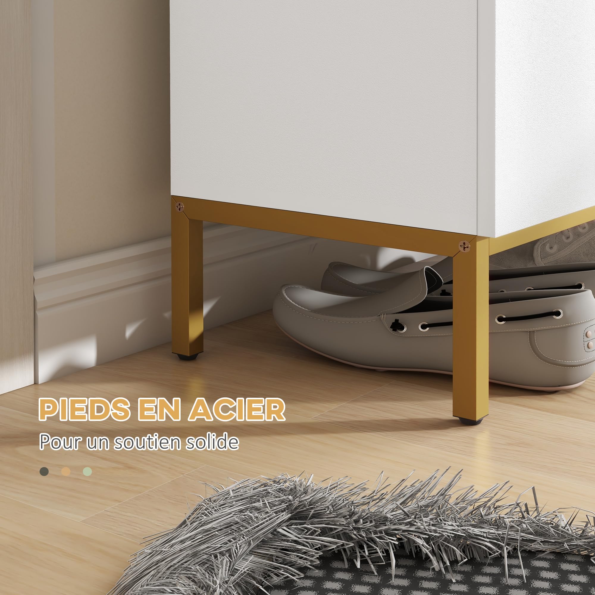 HOMCOM Meuble à Chaussures 20 Paires Armoire Portes à Fermeture Douce Blanc