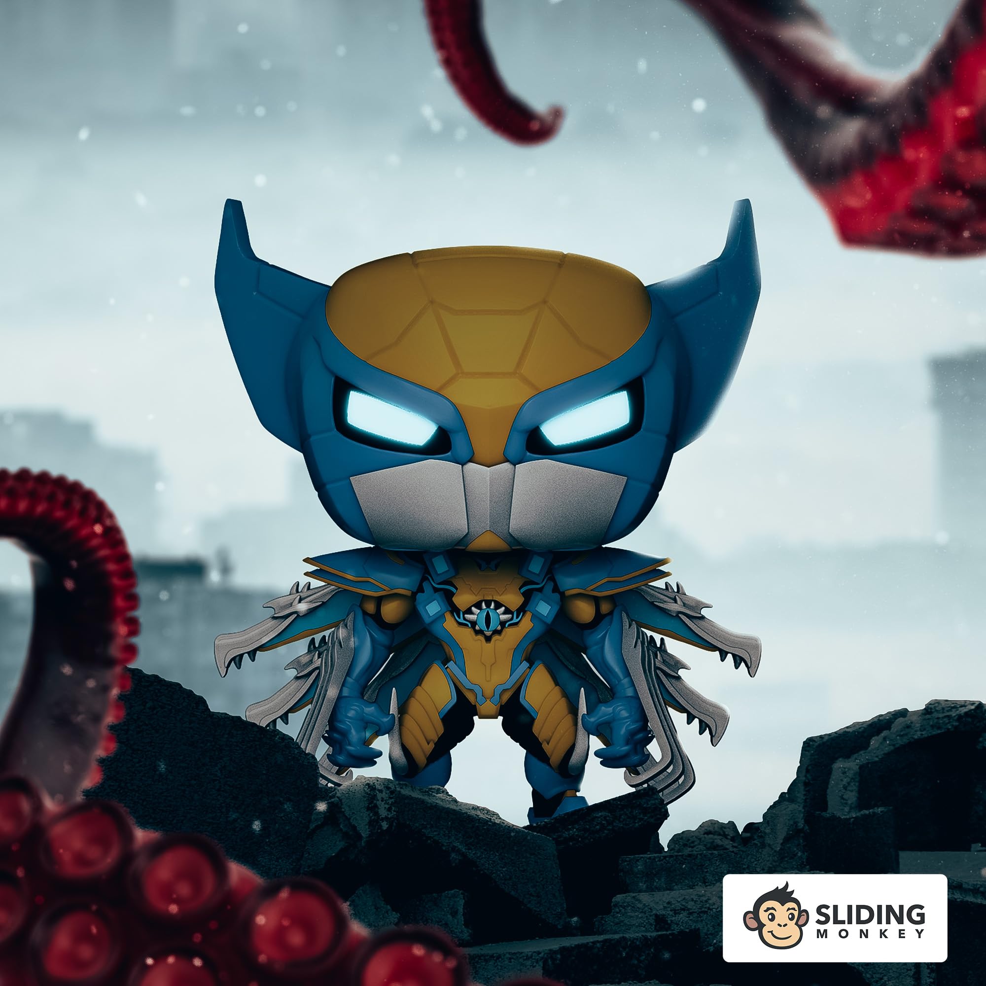 FUNKO POP! Marvel MECH Strike Monster Hunters Wolverine #996 Box & Protector Include