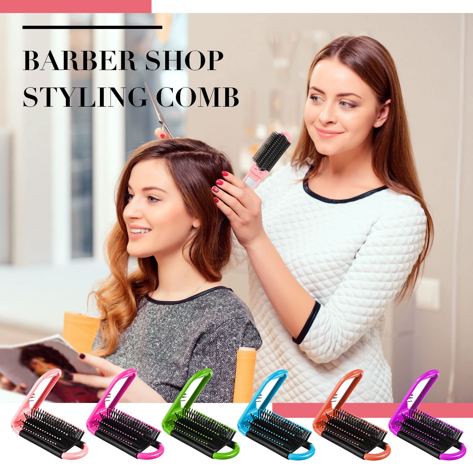 Juego de 30 cepillos de pelo plegables portátiles con espejo, cepillo de pelo colorido de viaje, mini cepillo para el cabello, cepillo compacto para mujeres y hombres, cepillo de pelo pequeño para