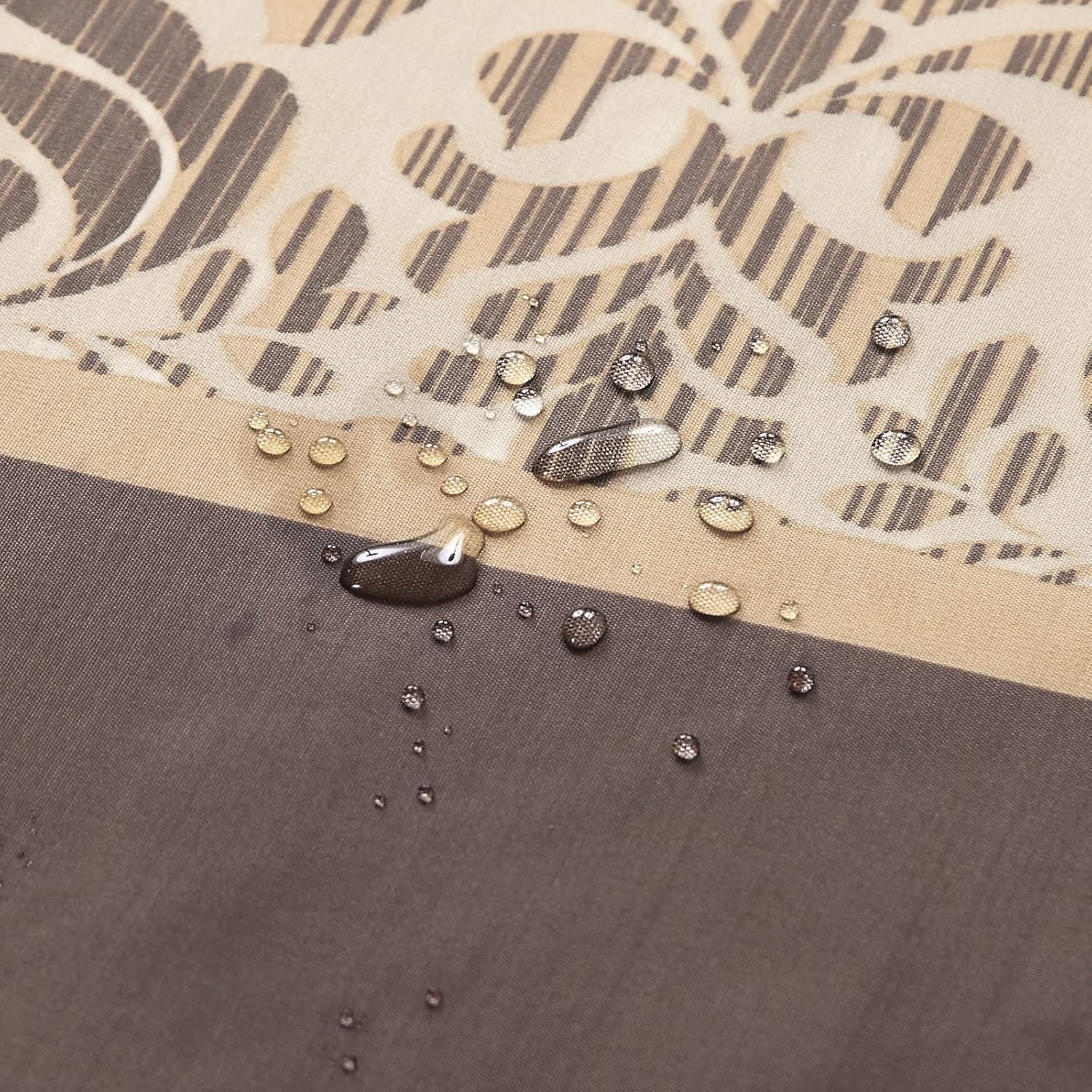 Sterling Farmhouse Brown Waterproof Polyester Fabric Chocolate Vintage Printed Tan Shower Curtain,Bronze Damask Striped Bathroom Curtains,72" W x 72" L