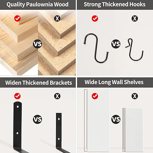 Miniatura 7 de Afuly Estante de vino de pared con soporte de cristal estante flotante blanco de 20 pulgadas de largo montado en la pared para botellas de licor de