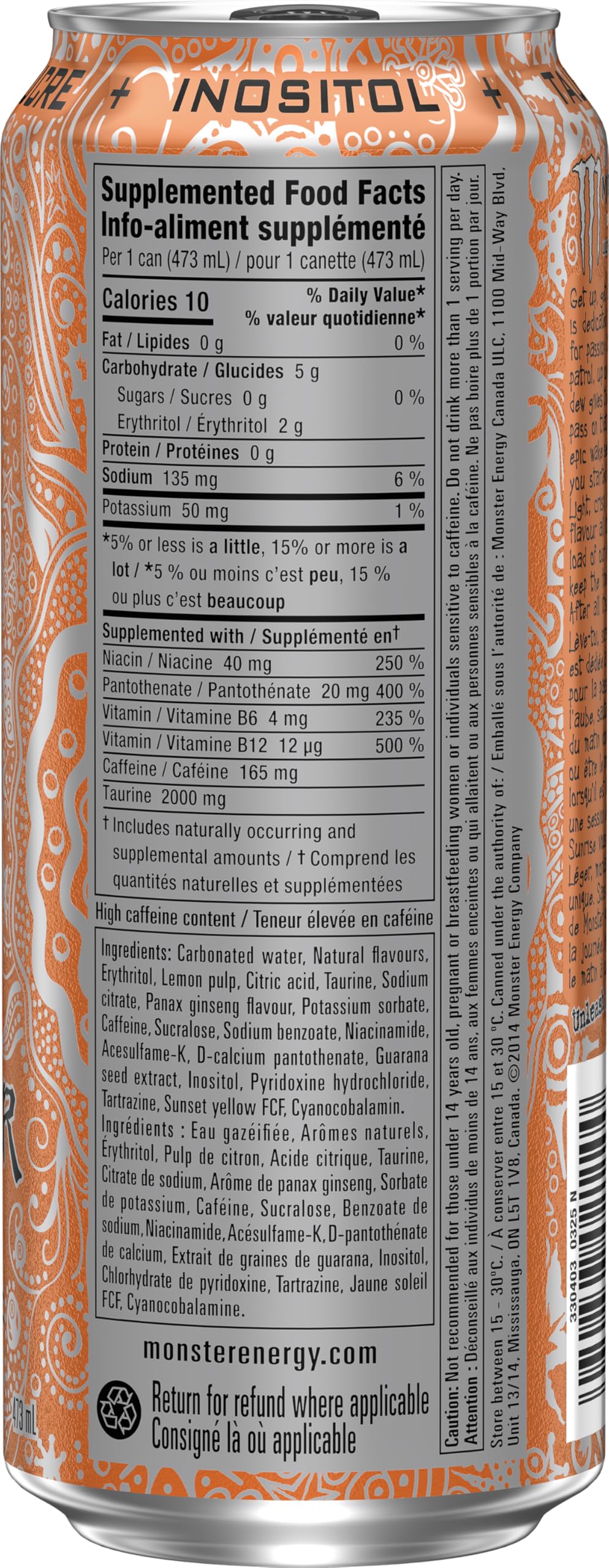 Monster Ultra Sunrise Cans, 473mL, 12 Pack