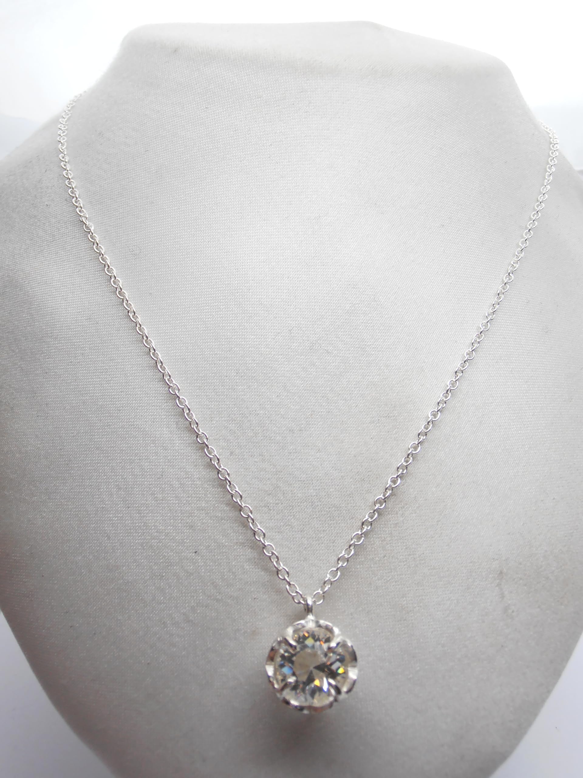 Punto Luce : Girocollo e Ciondolo in Argento 925 con Zircone taglio Brillante - Pendente - Catenina - Collana Pietra Semi-Preziosa