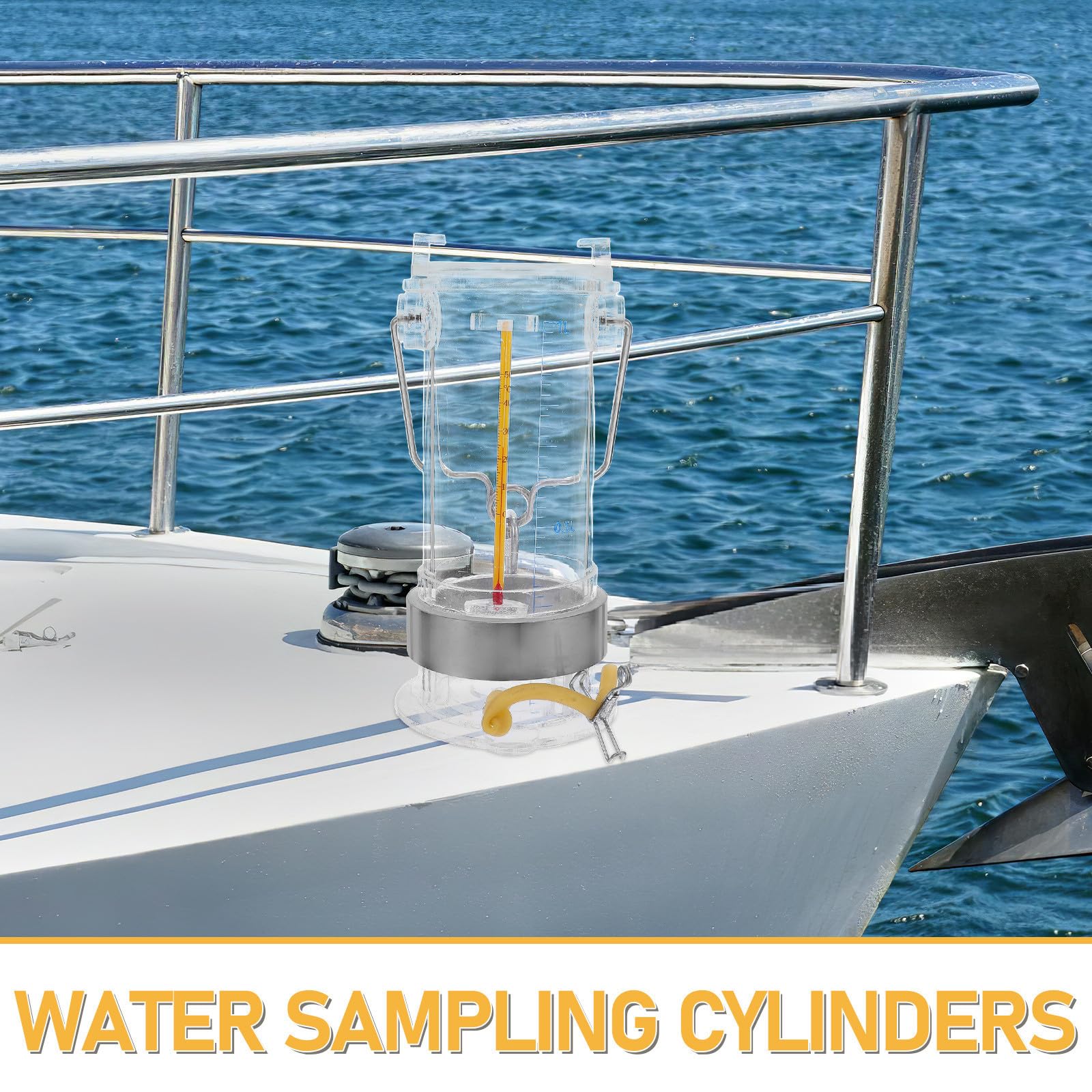 Muestreador de análisis de agua de 1L con carcasa de acero inoxidable y acrílico, equipo de muestreo limnológico para investigación ecológica en lagos, ríos y Color Aleatorio