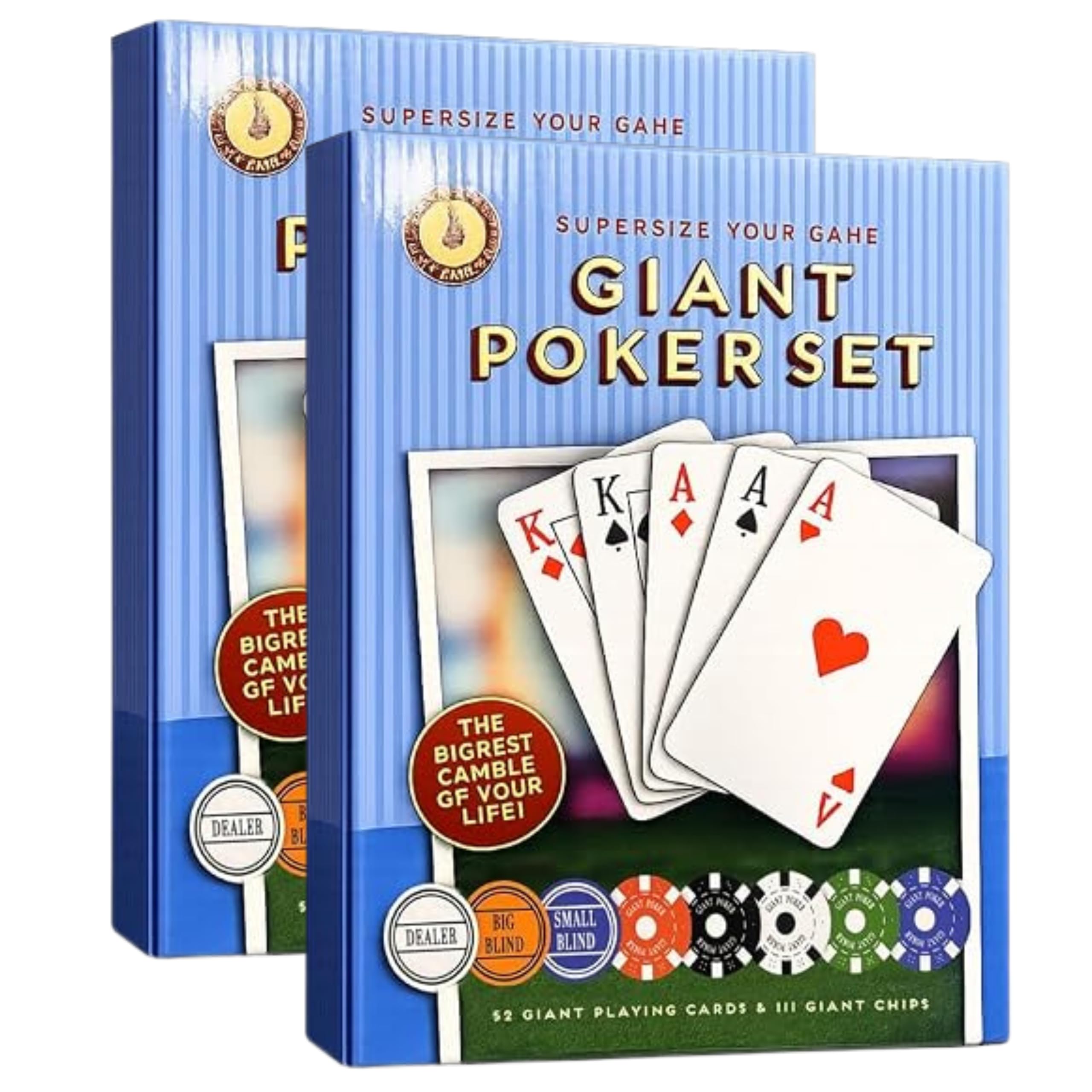 SRV Hub Gigantic Playing Cards (28cm x 20cm) -2Pk Super Big Cards with Chips Full Set, Easy to Read, Plastic Coated & Water Resistant Deck for Garden & Party Games, Family Fun, Christmas