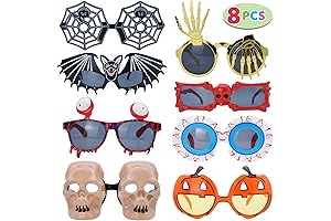 8Pcs Halloween Glasses Frame Costume Eyeglasses for Kids: Spooky Specs for Ghoulish Fun