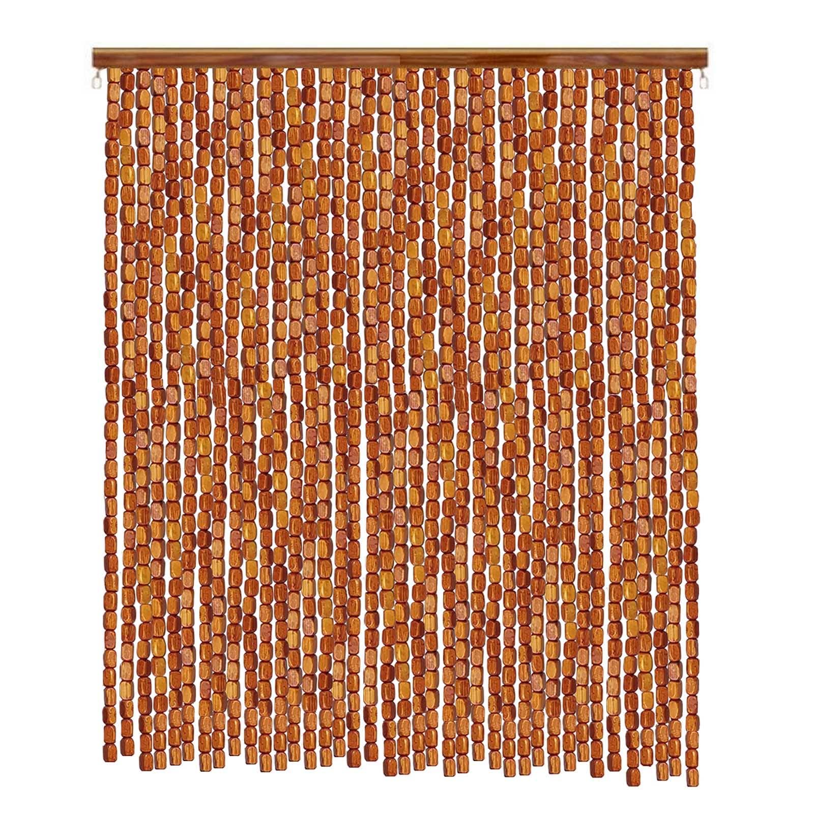 Cuentas de madera de bambú natural para colgar en la pared, 130 x 190 cm, 130 hebras