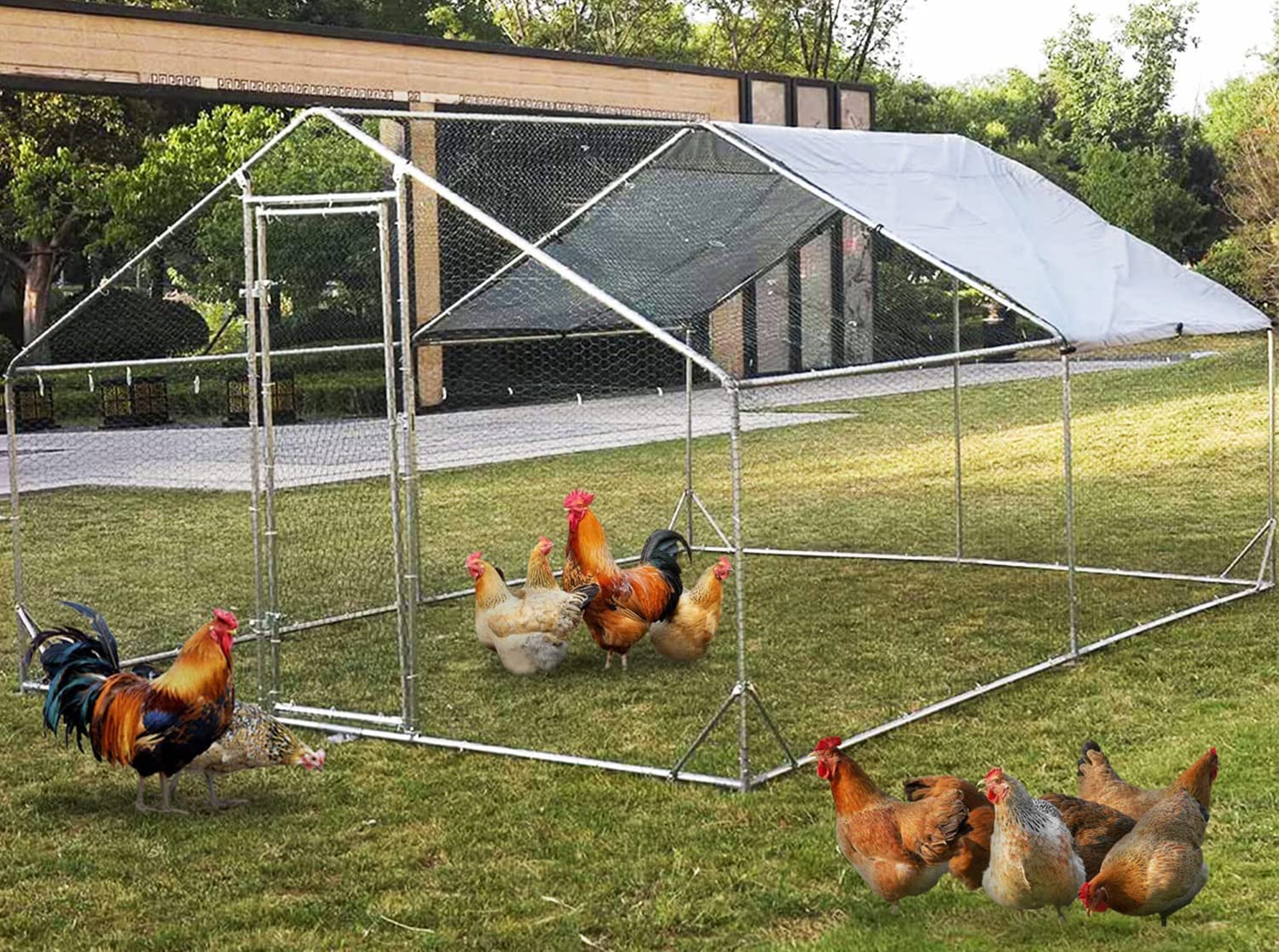 Buy Extra Large Metal Chicken Coop Walkin Poultry Cage Hen Run House