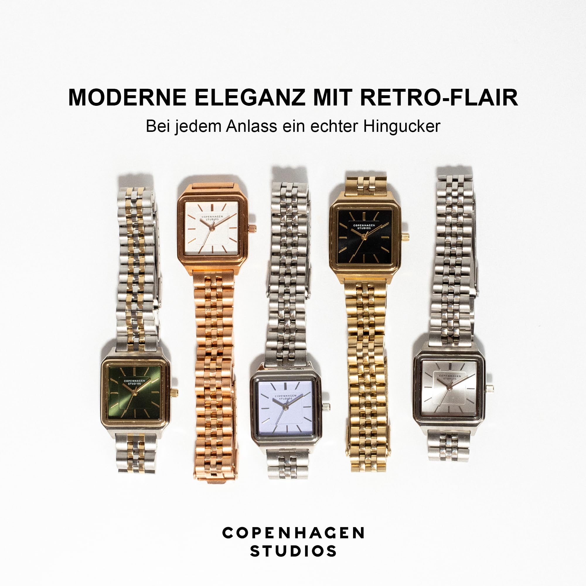 Copenhagen Studios Vintage Square Watch - 24 mm - Elegante Damenuhr aus poliertem Edelstahl mit Quarzwerk - analoge Armbanduhr - 5 ATM wasserdicht - Kratzfest
