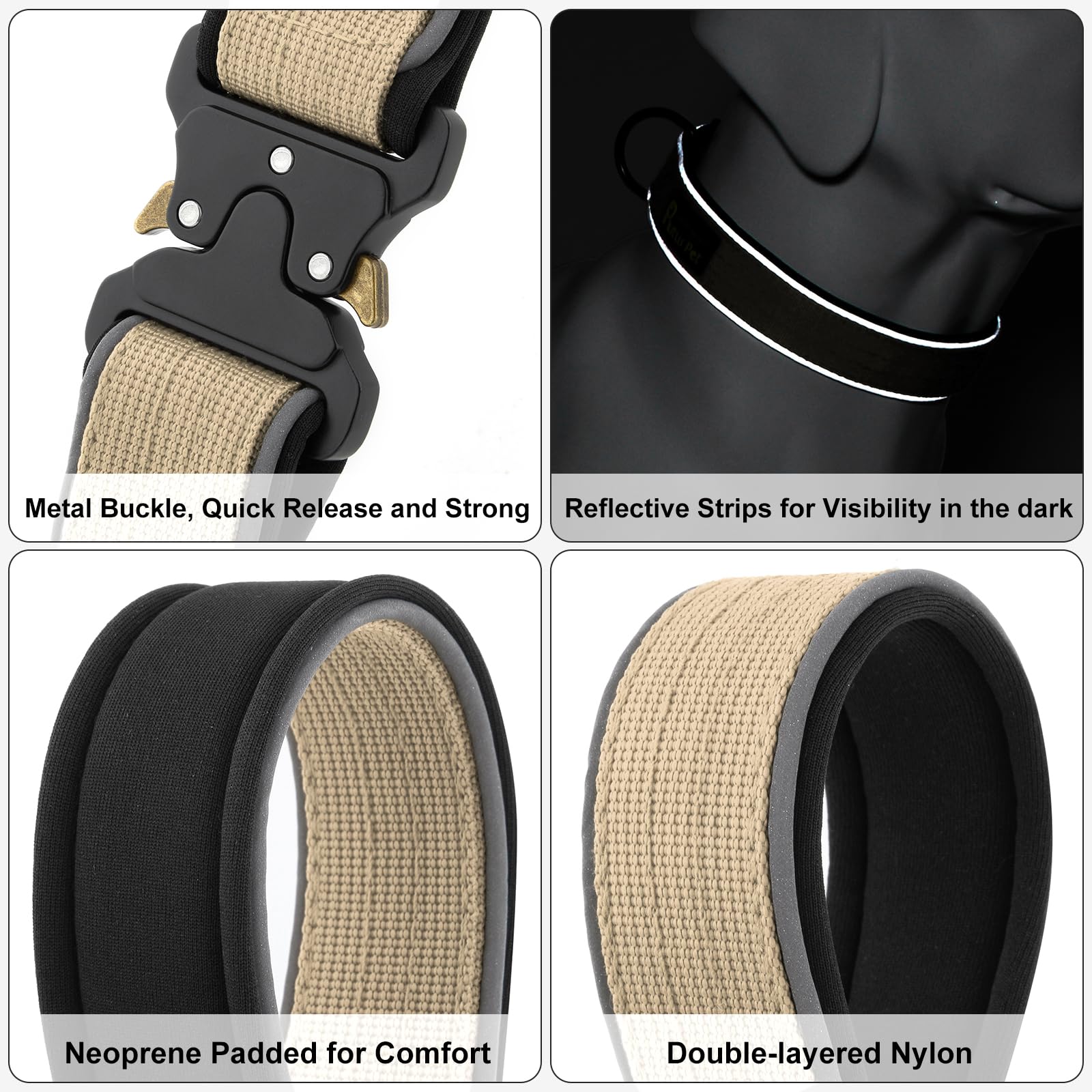Plutus Pet Tactical Dog Collar, Reflective, Adjustable Heavy Duty Dog Collar, Soft Padded and Comfortable - Image 4