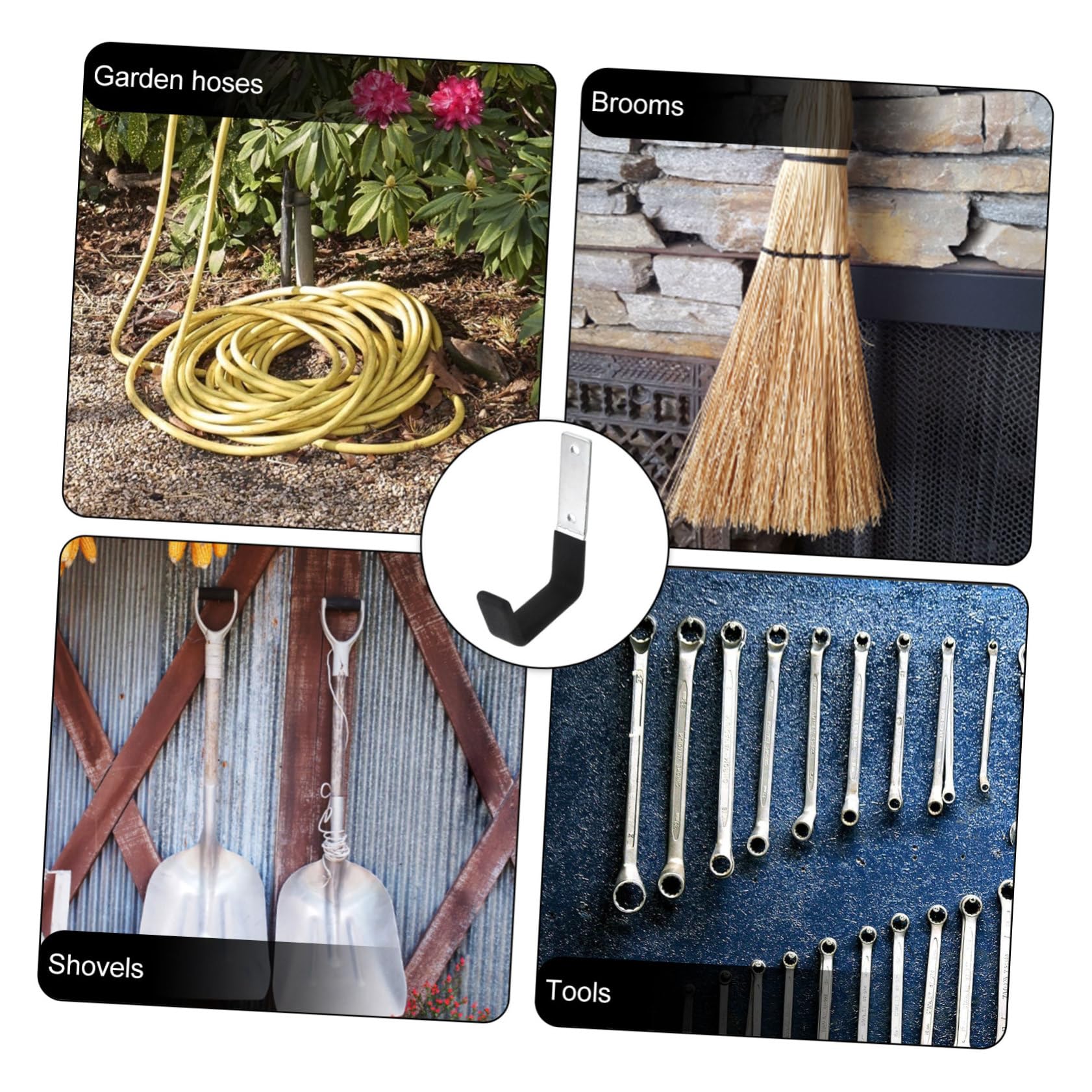 EXCEART 4 Set Ganci Da Garage Da Ganci Per Utensili Da Giardino E Attrezzature Organizer Murale Per Garage E Officina Facili Da Installare E Resistenti 2 Pezzi*4
