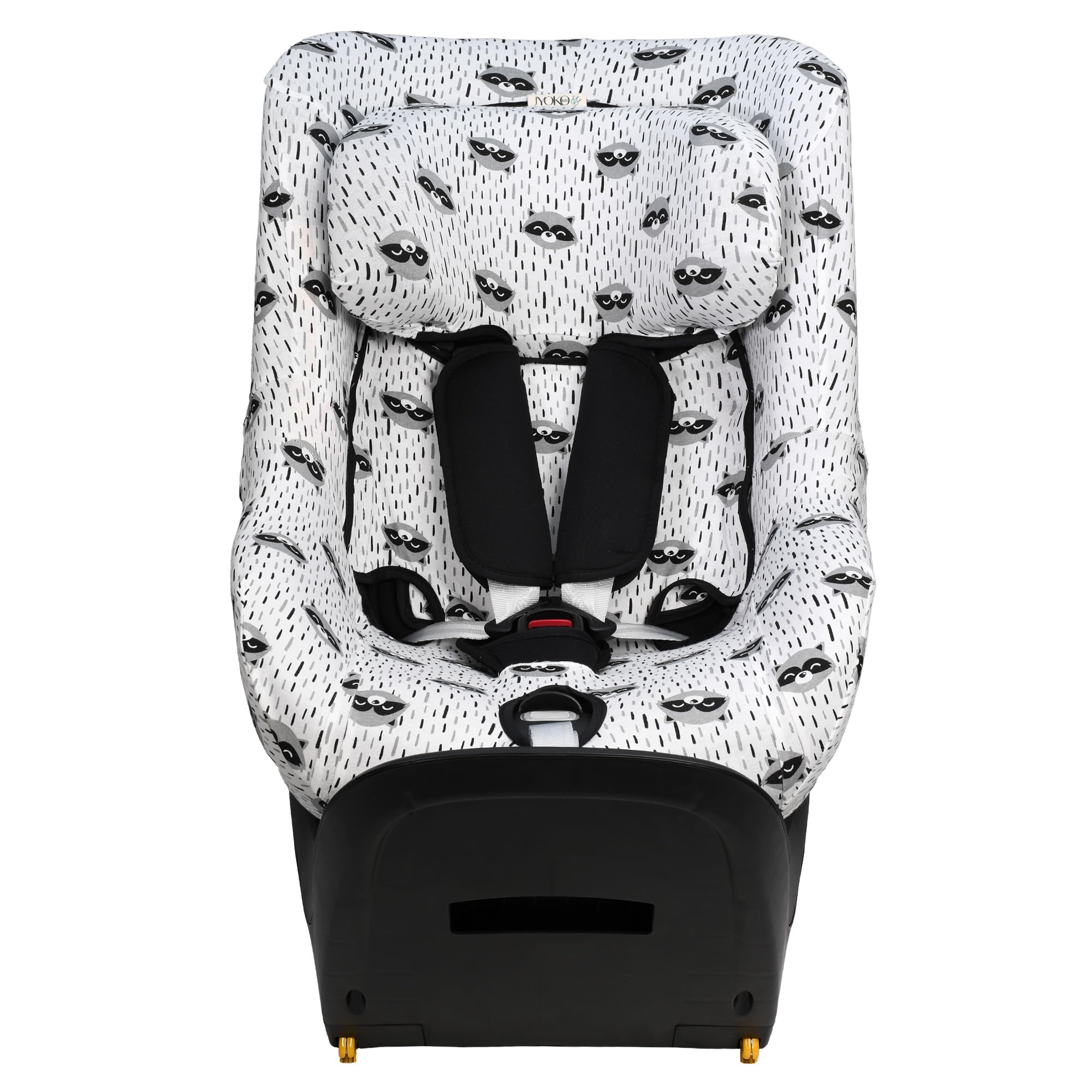 JYOKO KIDS Rivestimento per seggiolino auto in cotone compatibile con Maxi Cosi (Maxi Cosi Mica Eco I-Size, Raccoon)