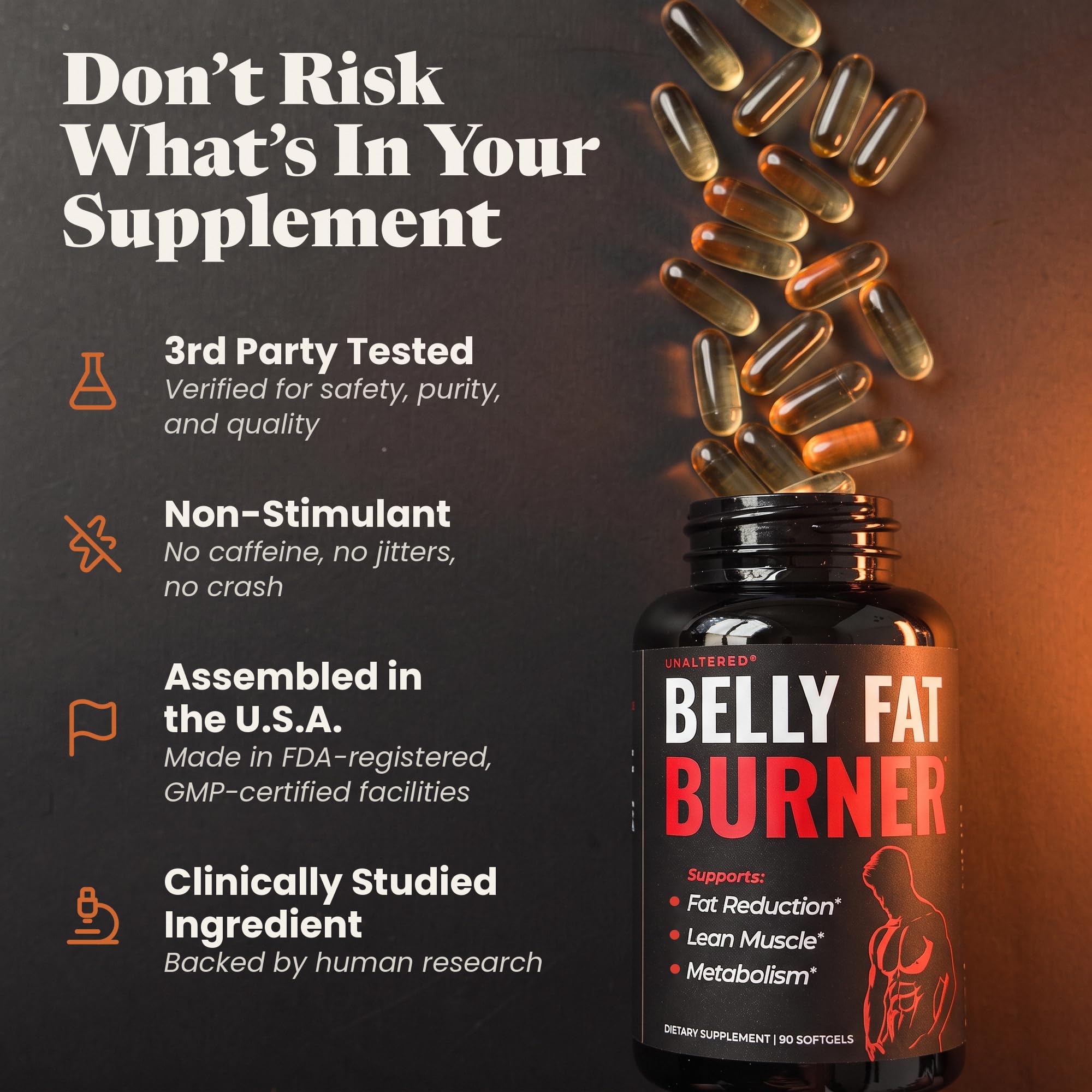 Belly Fat Burner for Men - Stimulant-Free CLA Weight Loss Pills - 90 Ct — Amazon image 6