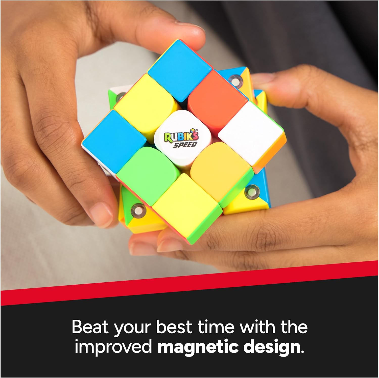 Rubik’s Cube, 3x3 Magnetic Speed Cube for Super Fast Solves, Twisting Fidget Toy, Challenging Brain Teaser & Sensory Puzzle for Adults, Teens, & Kids, for Ages 8 & Up