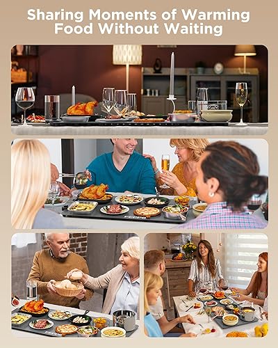 Miniatura 7 de FEPPO Tapete de calentamiento de alimentos, (XXL, 35 x 16 pulgadas), bandejas de calentamiento eléctricas para fiestas de bufés, tapete de