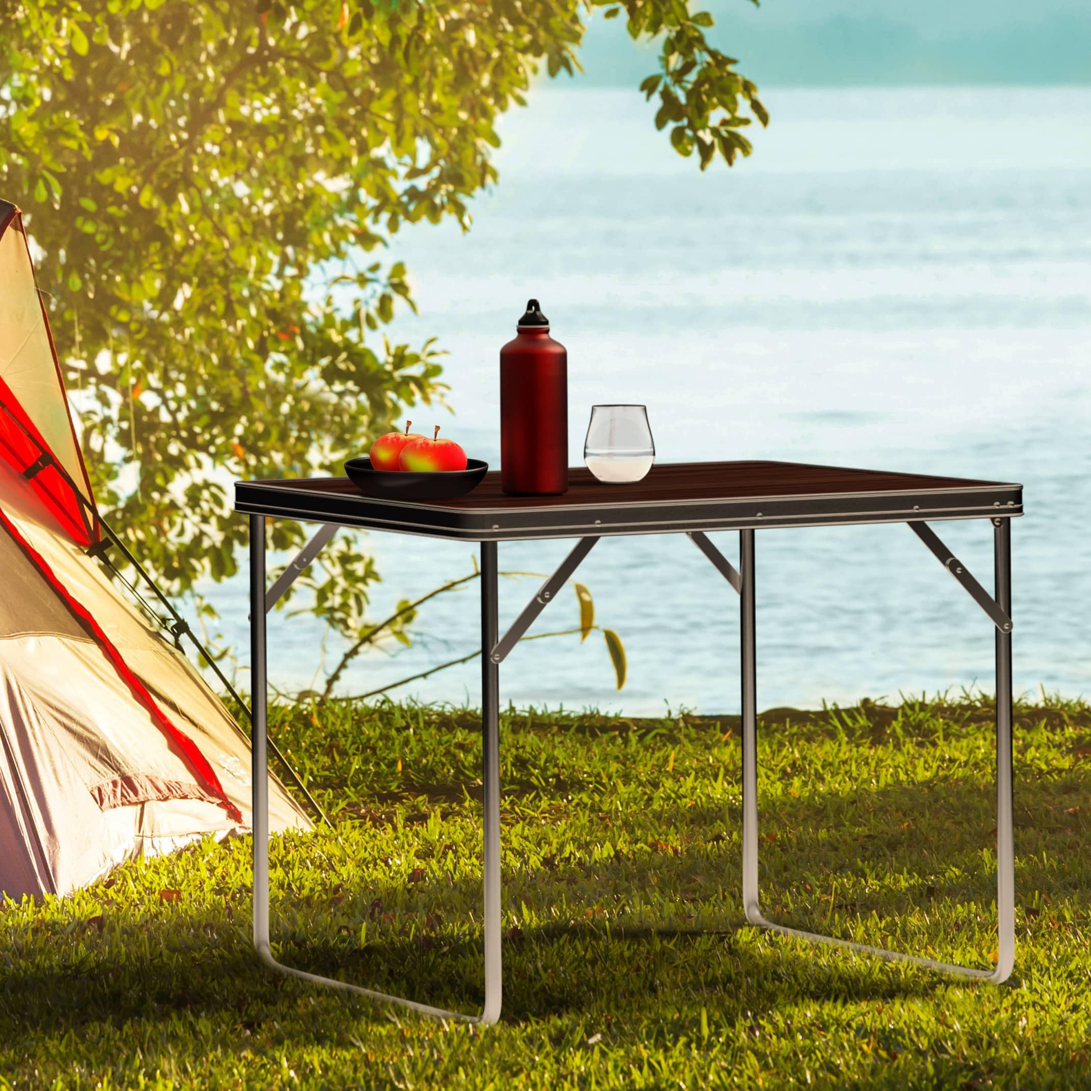 Casaria Mesa Camping Plegable 80x60Cm Portátil Multiusos Asa Transporte