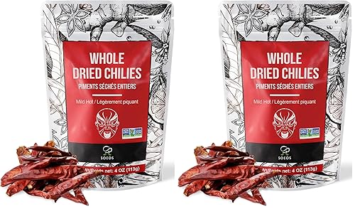 Miniatura 9 de Soeos Chile seco entero, 4 onzas, picante medio, natural y premium, ideal para recetas mexicanas, pimienta szechuan seca, chiles secos, pimienta