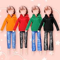 Vista 6 de Bencailor Ropa de muñeca de 8 piezas, accesorios para niña, suéteres de algodón, pantalones de mezclilla, ropa regular