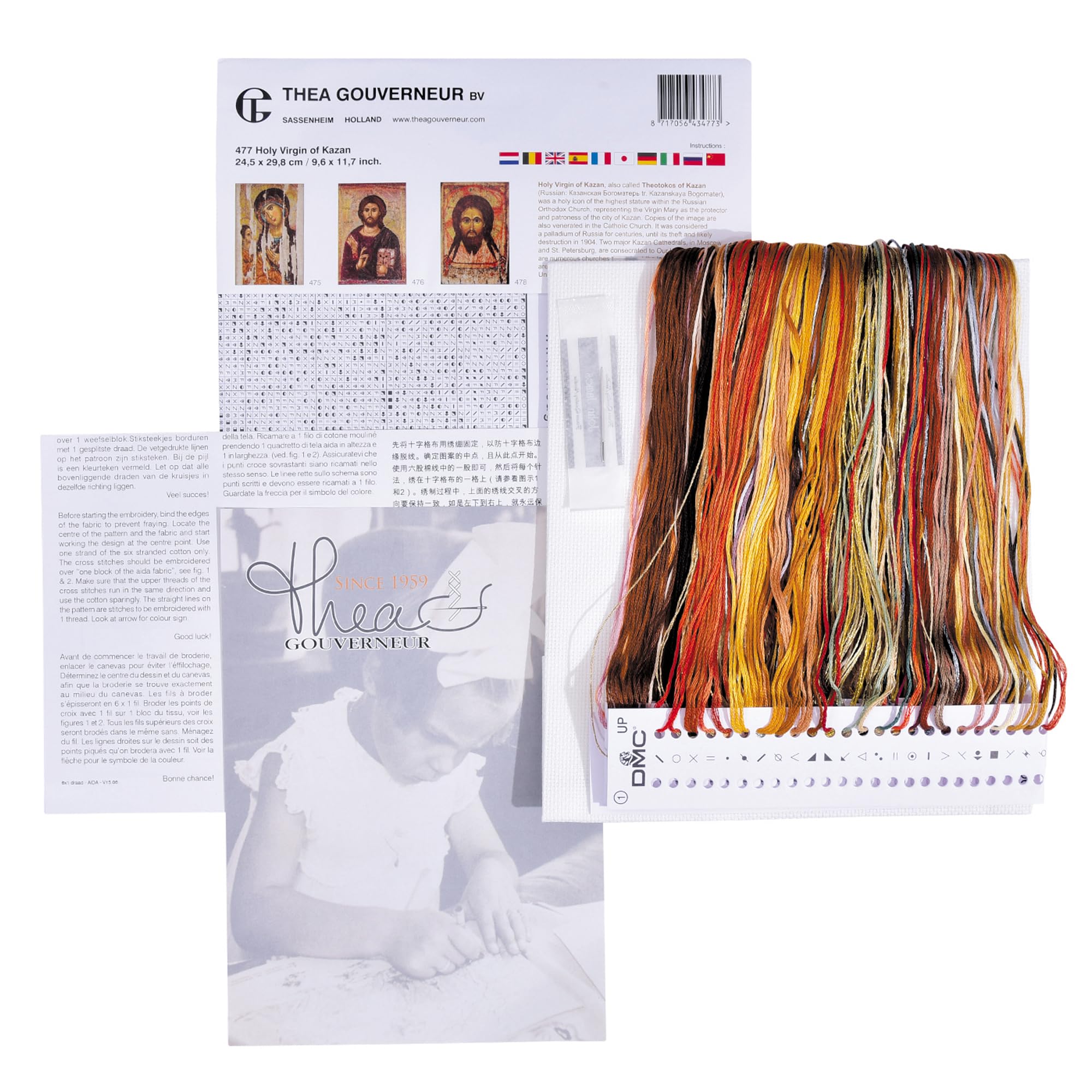 Thea Gouverneur - Kreuzstich-Set - Die Heilig Jungfrau von Kasan - Aida - 18 Count - Für Erwachsene - 477A