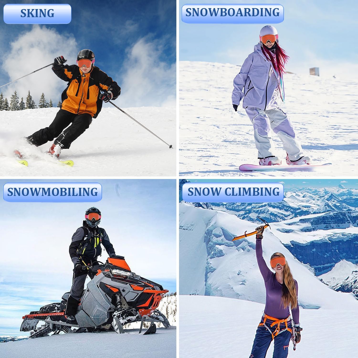 Ski/Snowboard Goggles,Magnetic Interchangeable Lens 100% UV400 Protection Anti Fog OTG Snow Goggles for Men Women