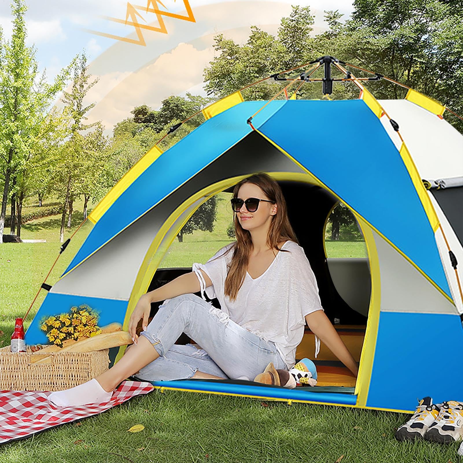 Tienda de campaña – Tienda de campaña familiar para 2-3 personas con protección UV | Tienda de campaña de instalación automática, accesorios de camping para mochileros, montañismo, senderismo