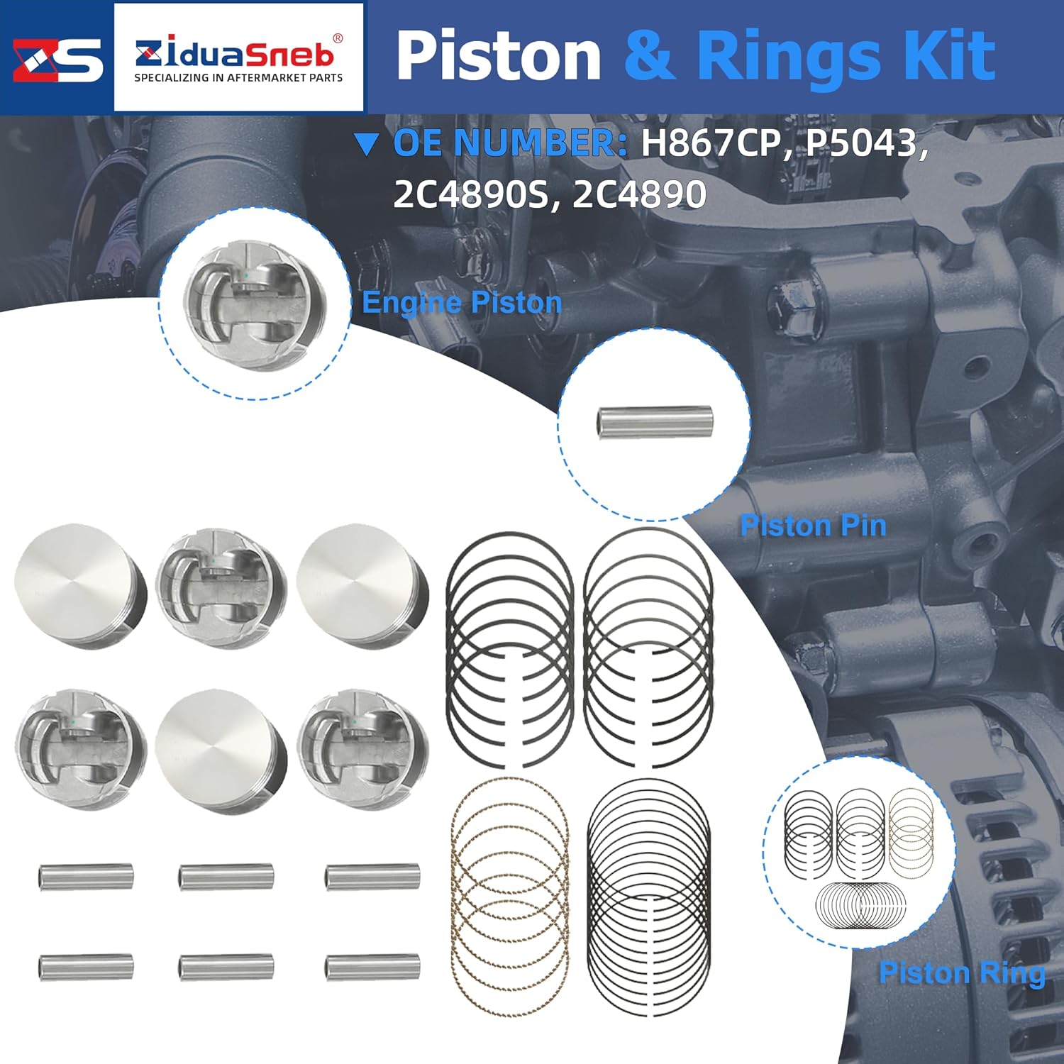 3.8 Engine Overhaul Rebuild Head Gasket Set & Timing Chain Kit & Piston Bearing Kit w/Bolts Valve Fit for Jeep Wrangler 3.8L V6 2007-2011 Replace#HS26326PT ES72163 TS864