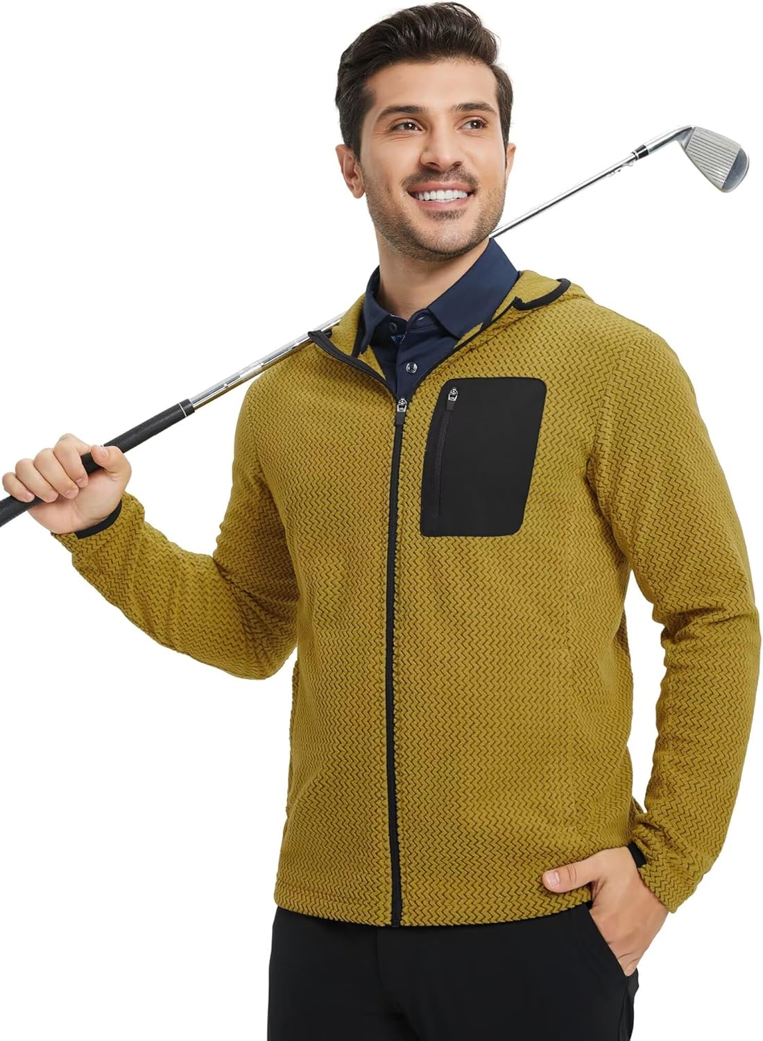 M MAELREG Fleece Hoodies Jacket Men Full Zip with 3 Zip Pockets Lightweight Soft Warm Hoodie for Golf Athletic Travel - Image 5