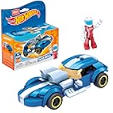 MEGA Construx Hot Wheels Race Car Building Toys Set, Twin Mill with 111 Pieces, 1 Micro Action Figure Driver, Blue, Kids Ages 5+ Years