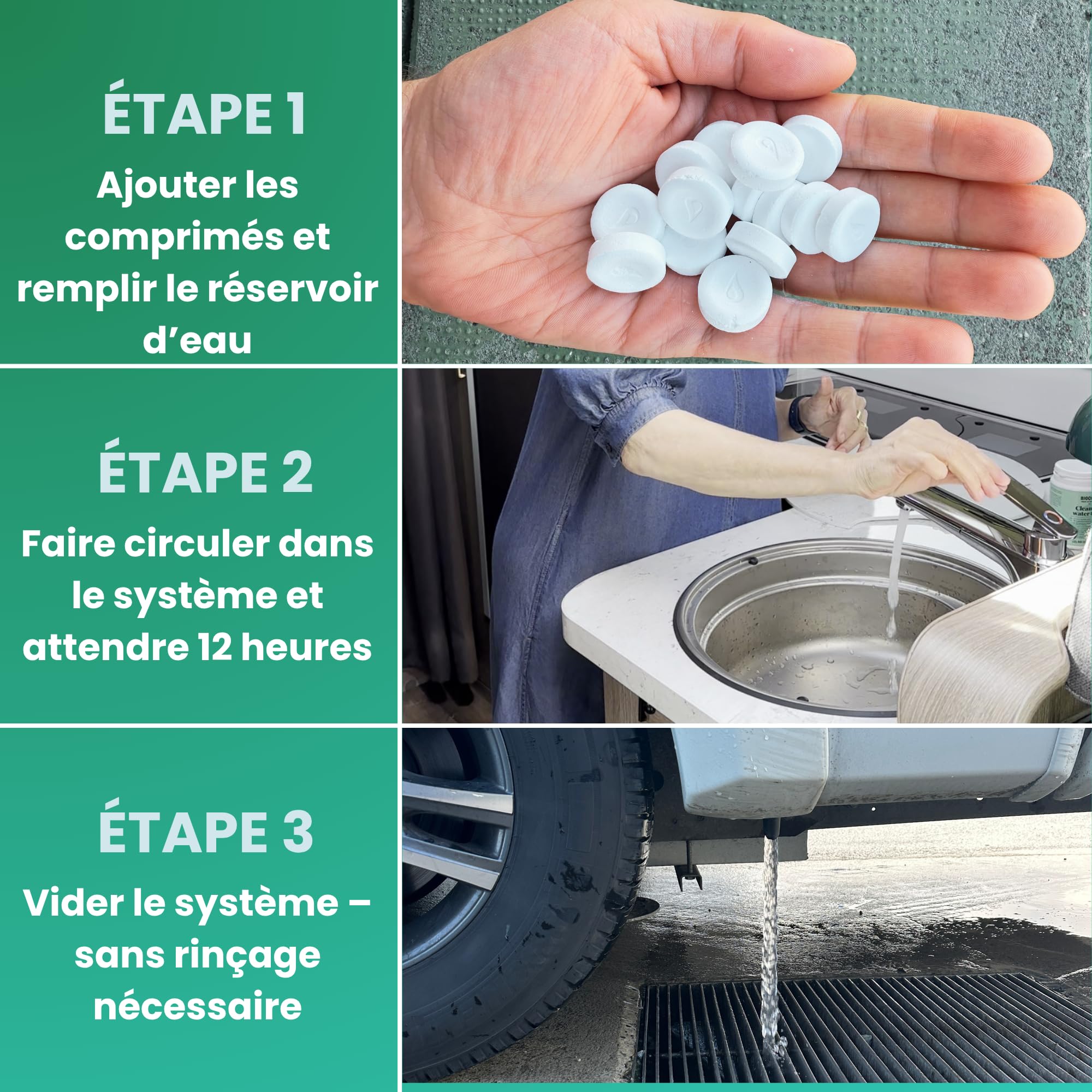 Biocool Comprimés nettoyage réservoir d’eau propre – OxyTech oxygène actif | Élimination du biofilm & hygiène système | Sans chlore | 50 comprimés jusqu’à 200 L