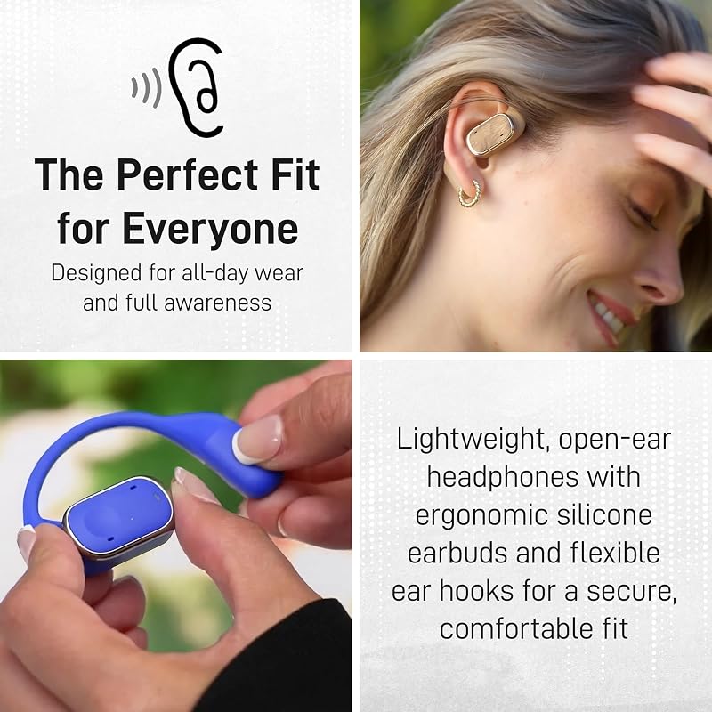 Groovz Open-Ear Plus True Wireless Headphones with Battery Display - Designed & Engineered in the USA - Multi-Point Pairing Bluetooth Open Ear Earbuds Compatible with Apple & Android - Carbon Fiber image 2