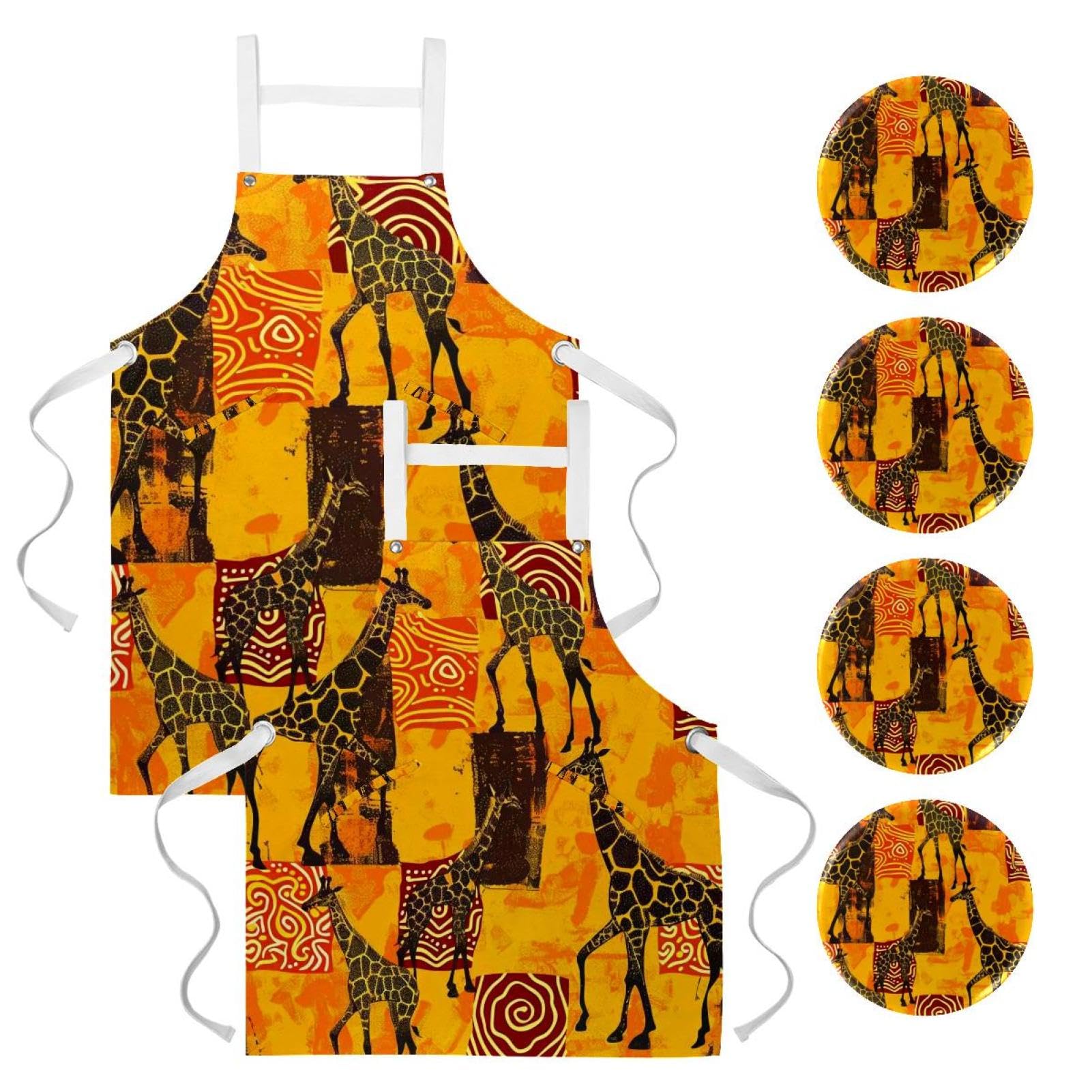 Tablier de serveuse girafe pour restaurant, bistrot et nettoyage de maison