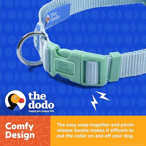 Miniatura 5 de The Dodo Juego de collar y correa de nailon azul y verde, pequeño bonito juego de correa y collar a juego, juego de correa y collar impermeable para