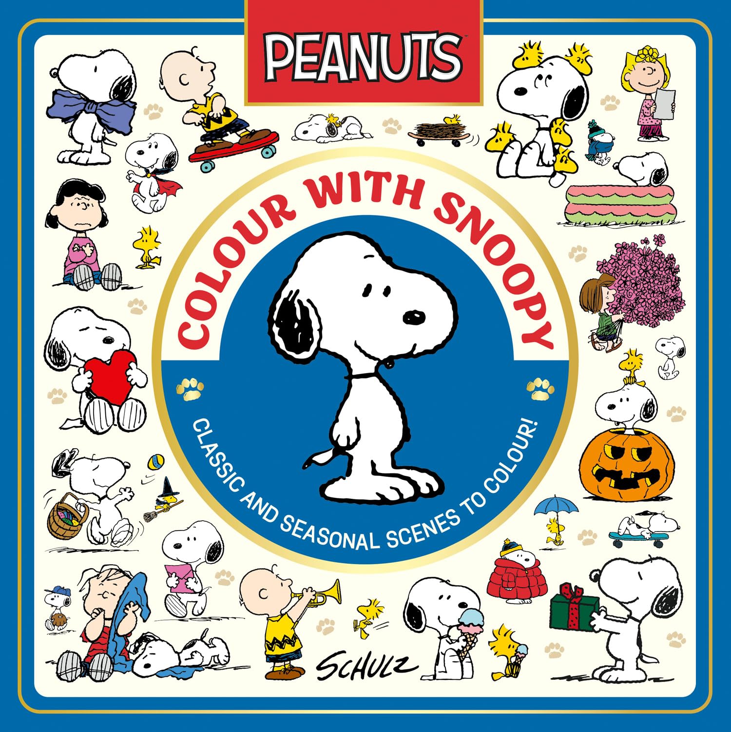 Official Peanuts: Colour with Snoopy: ALL NEW, celebrating 75 years of Peanuts, a collection of classic colourings for fans of the film, comics and tv shows