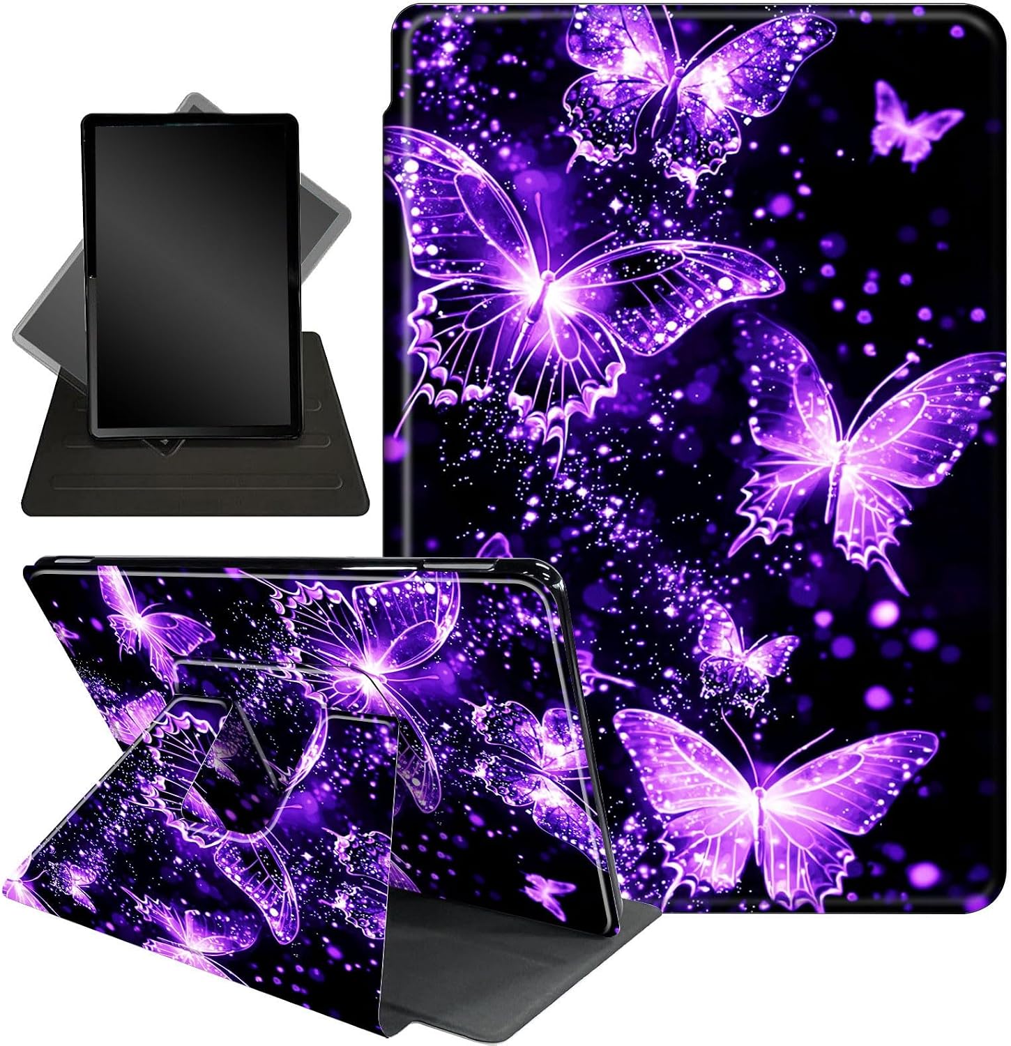 Case for Kindle Scribe 10.2 inch 2022 Release,Case for 10.2" Kindle Scribe,360 Degree Rotating Stand Smart Protective Cover Case for 10.2" Amazon Kindle Scribe 2022 Release,Glitter Purple Butterfly