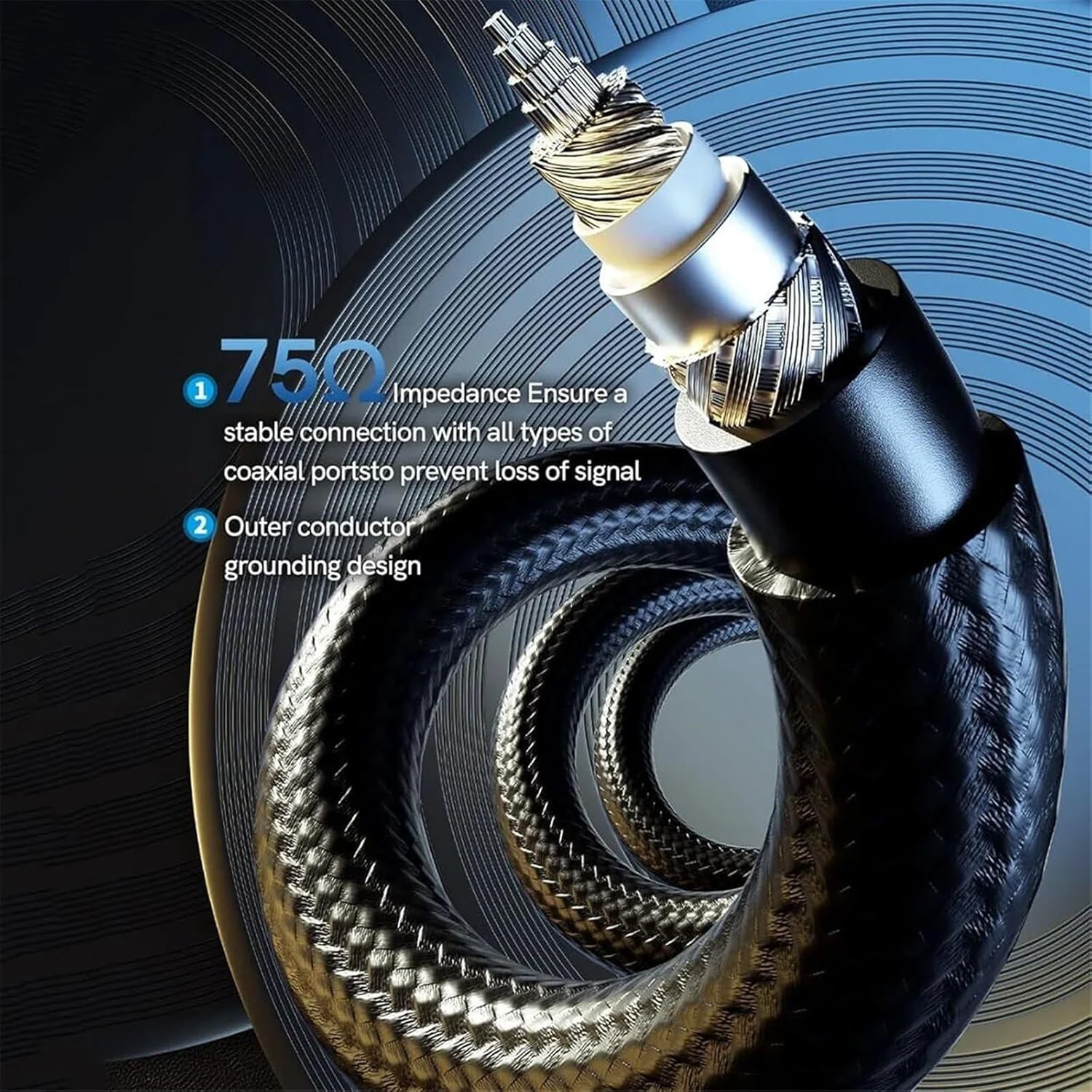 RCA Cables S/PDIF 2RCA Male to Male Subwoofer Cable HiFi Digital Audio Coaxial Cable for Home Theater Speaker HDTV Systems(1m)