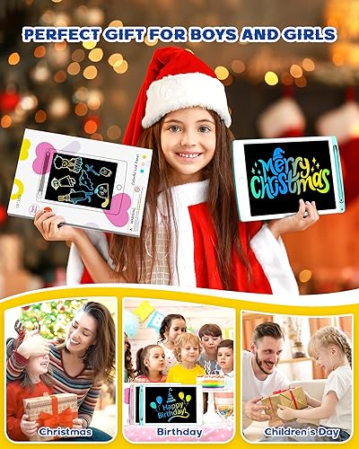 Miniatura 7 de bravokids Paquete de 2 tabletas de escritura LCD para niños, 10 pulgadas, colorido tablero de dibujo borrable para niños, juguetes educativos de