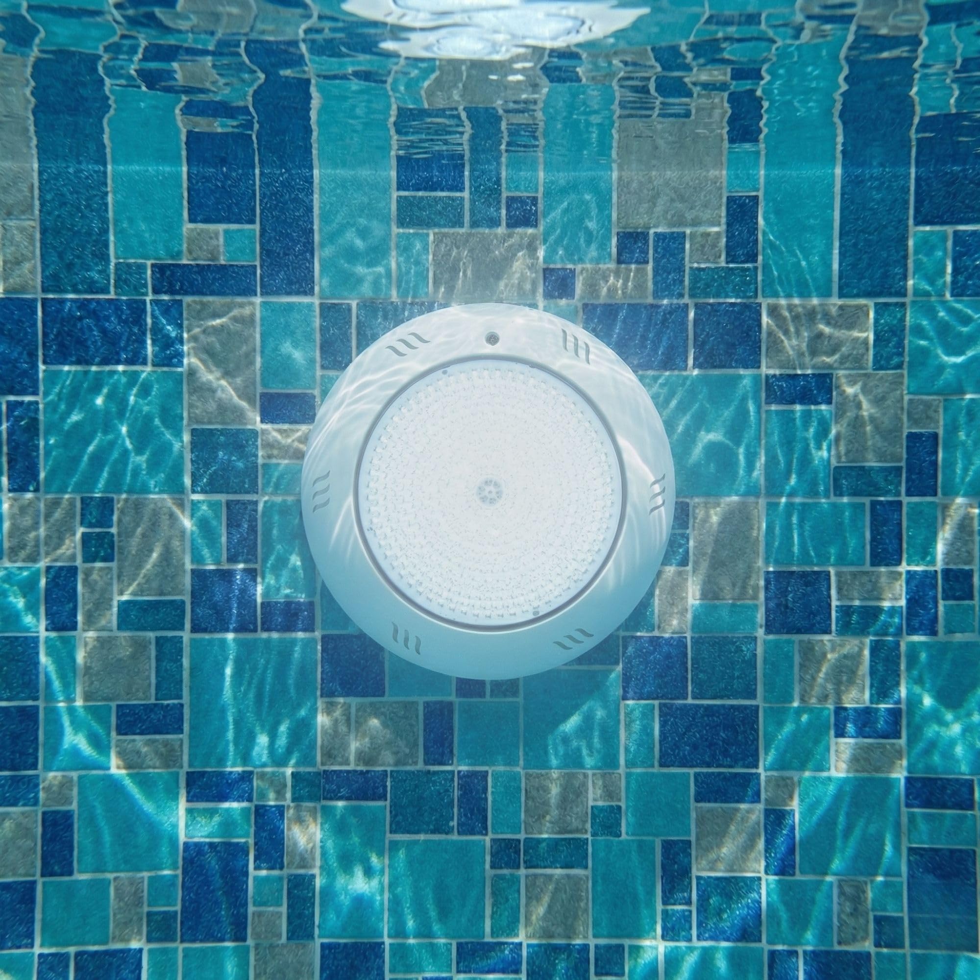 SWIMHOME Warmpool Foco LED para Piscina Superficie Relleno Resina 35W 12V AC Blanco Frío 6000K 26cm Hormigón